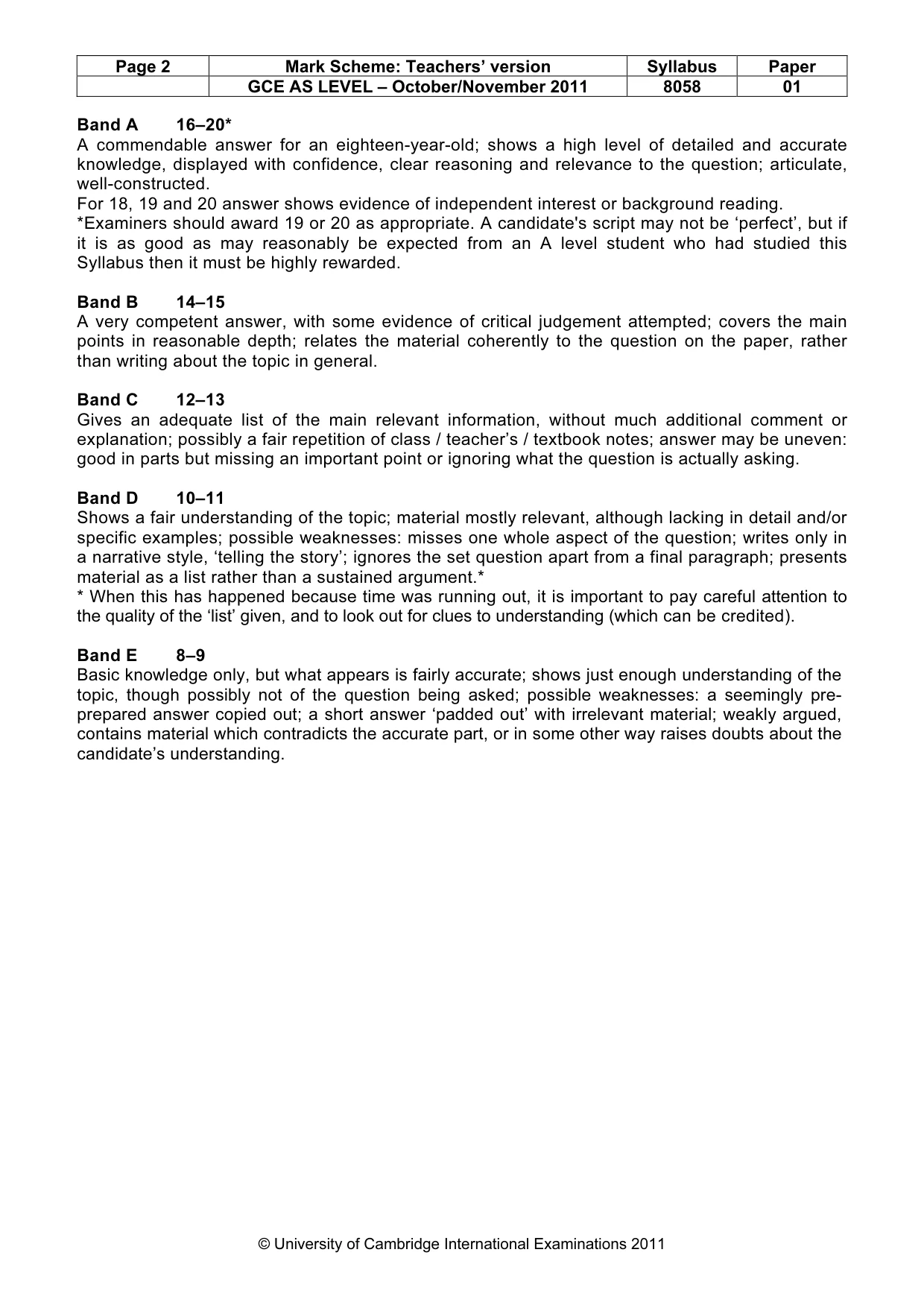 Mark scheme, page 2 of 6