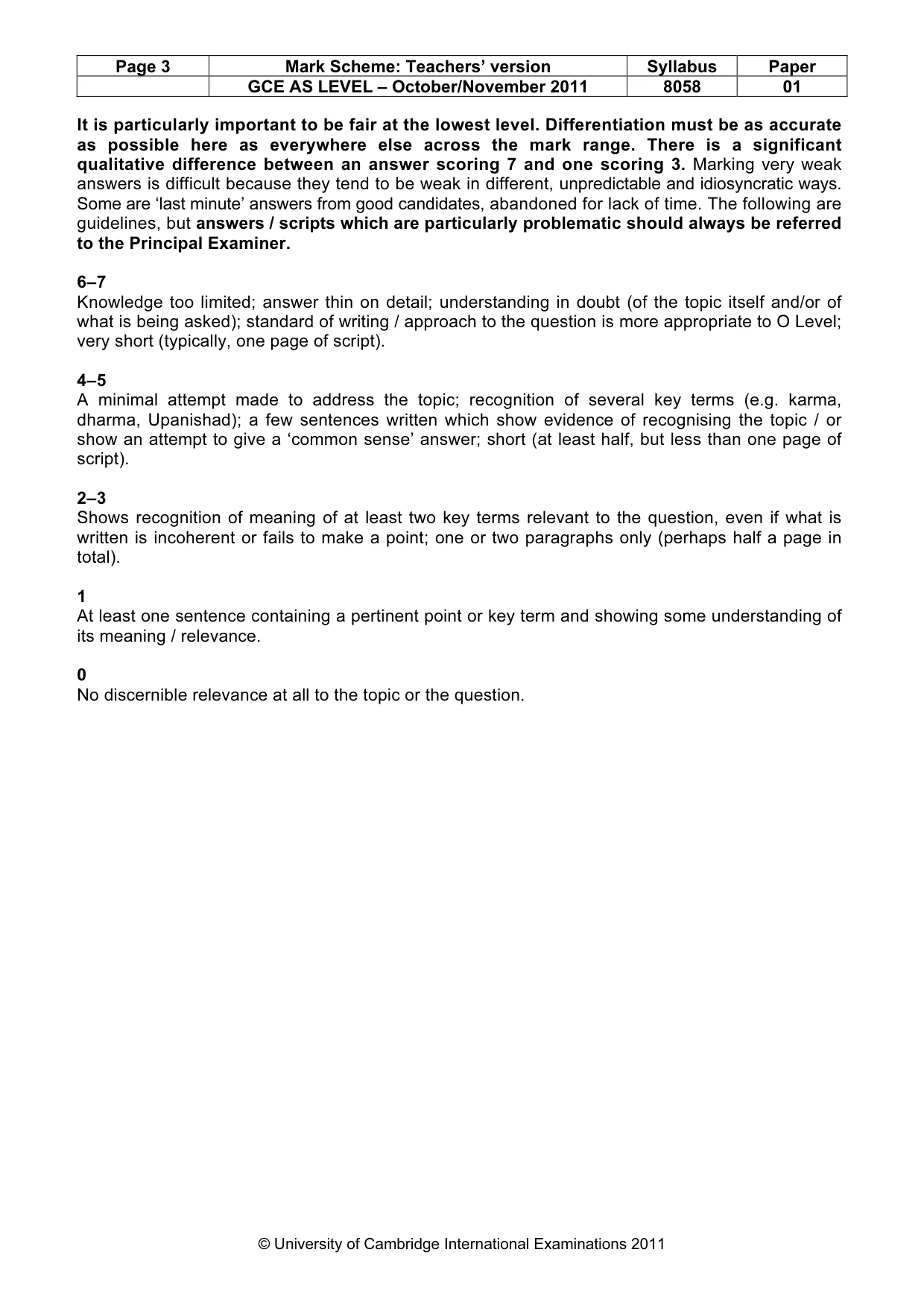 Mark scheme, page 3 of 6