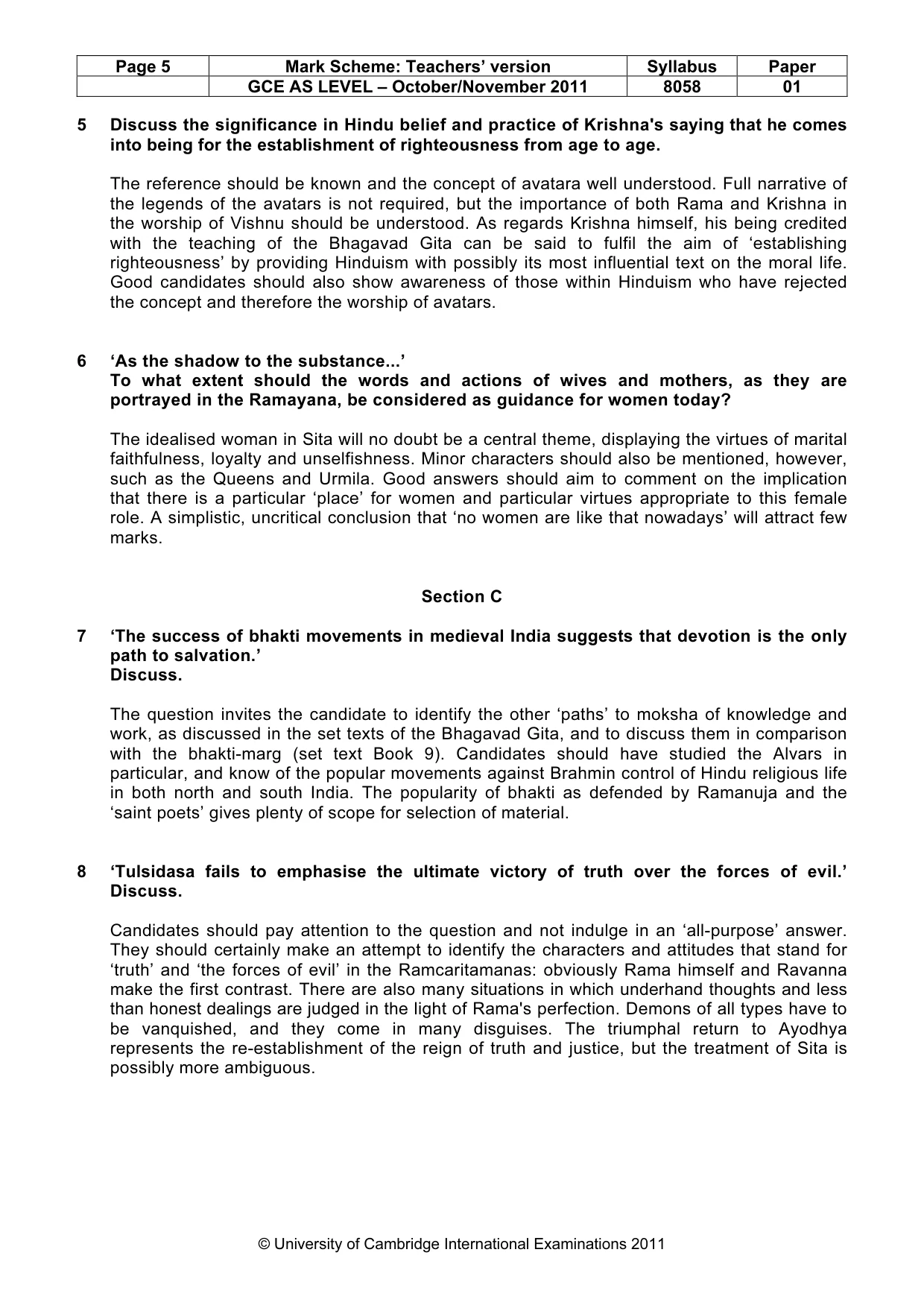 Mark scheme, page 5 of 6