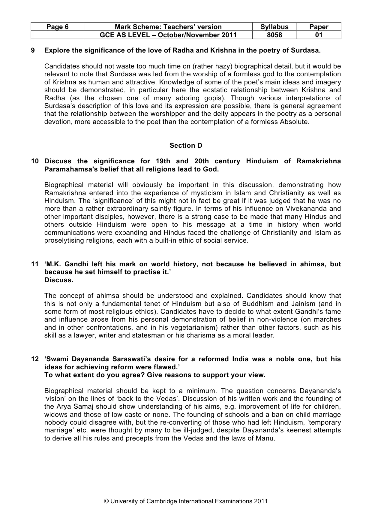 Mark scheme, page 6 of 6