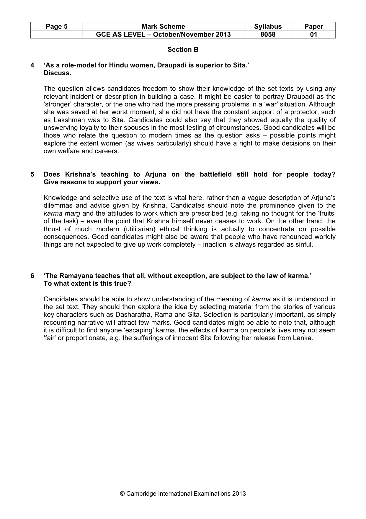 Mark scheme, page 5 of 7