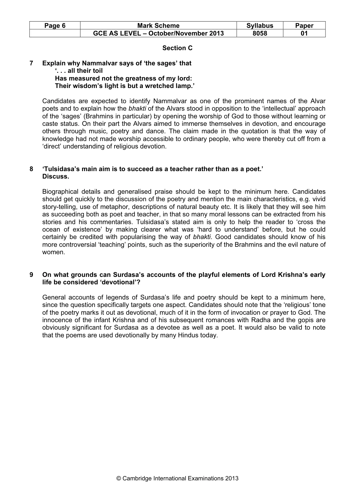 Mark scheme, page 6 of 7