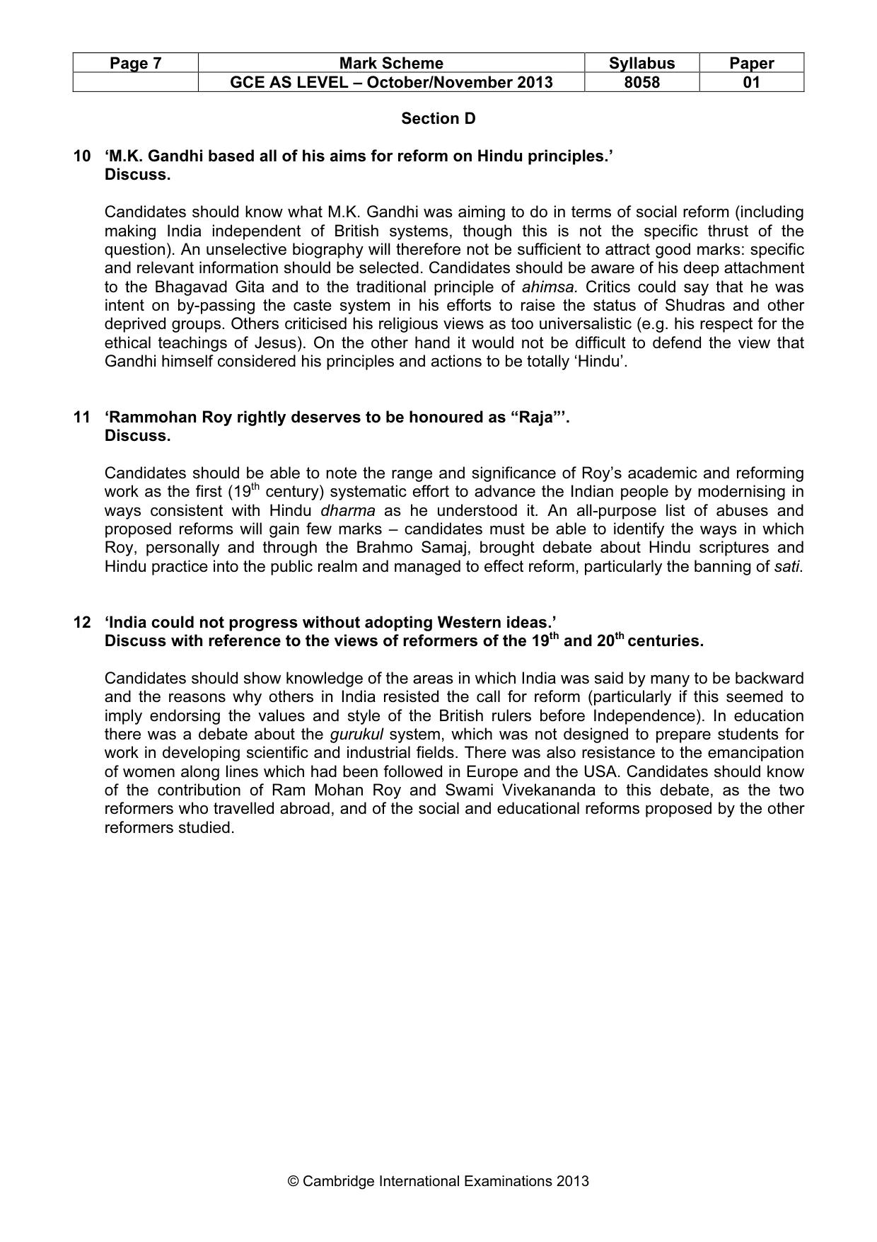 Mark scheme, page 7 of 7