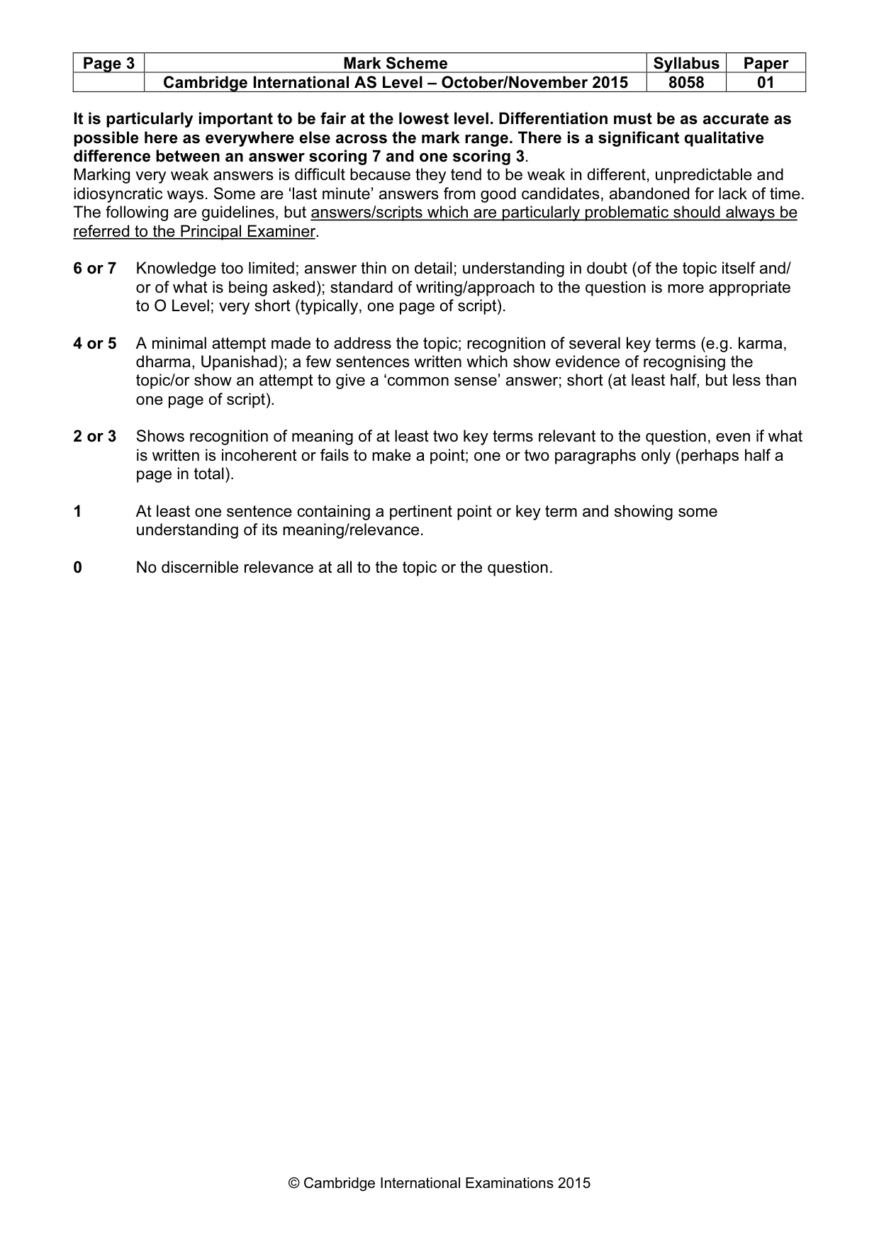 Mark scheme, page 3 of 7
