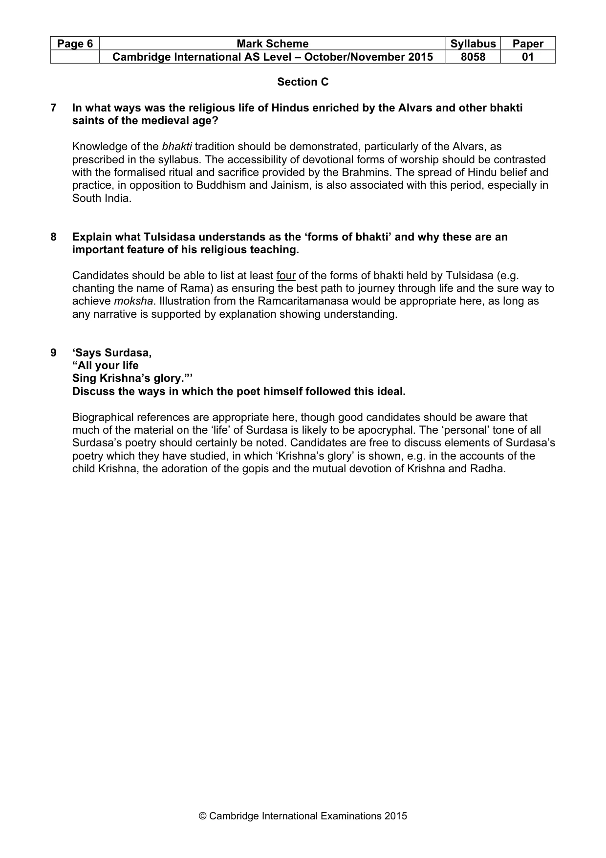 Mark scheme, page 6 of 7