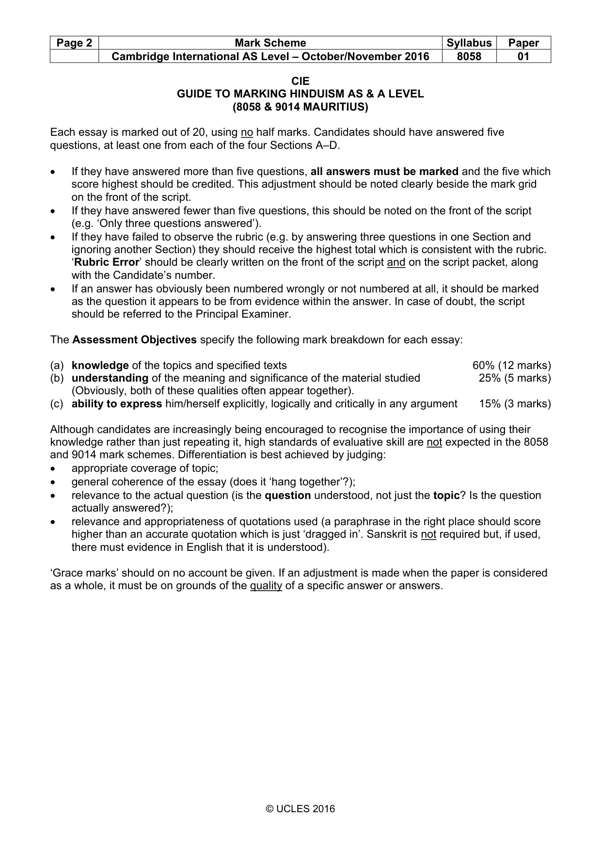 Mark scheme, page 2 of 8