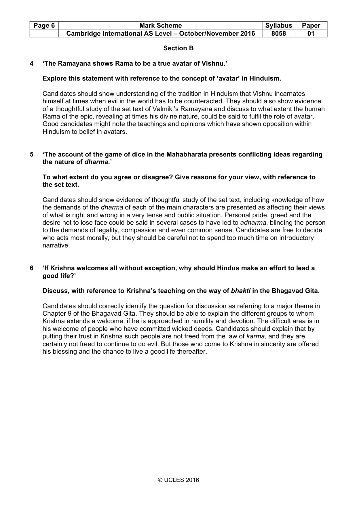 Mark scheme, page 6 of 8