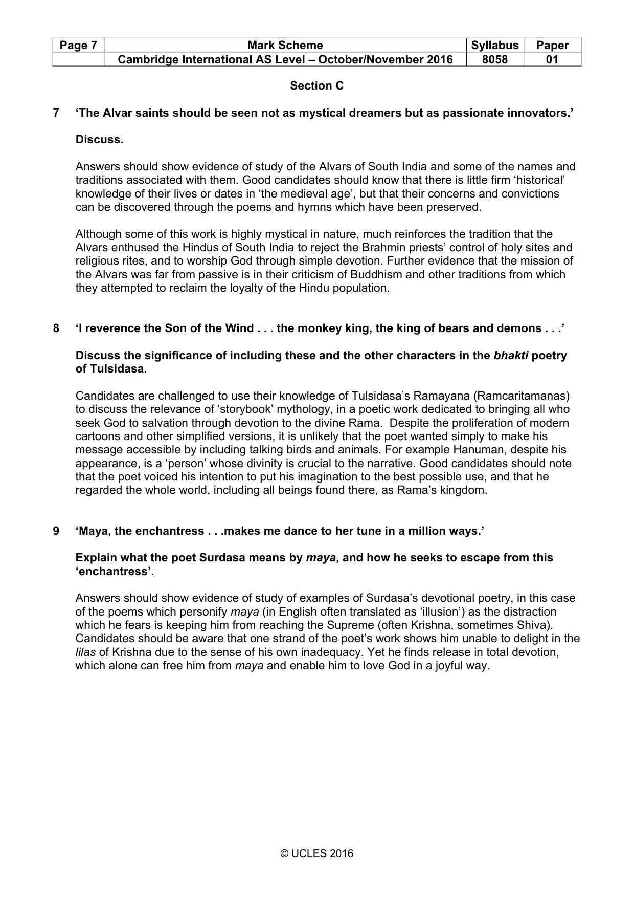 Mark scheme, page 7 of 8