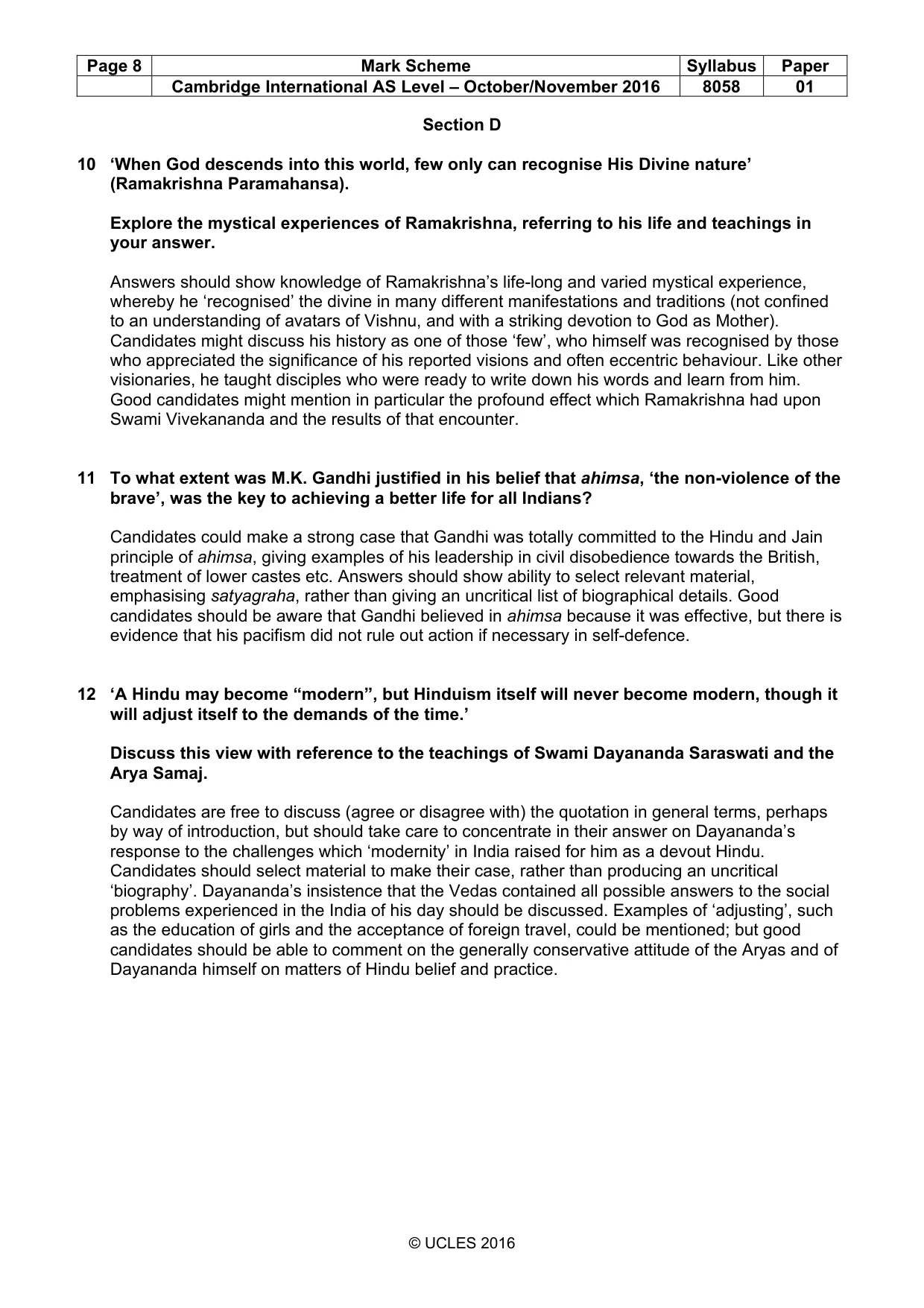 Mark scheme, page 8 of 8