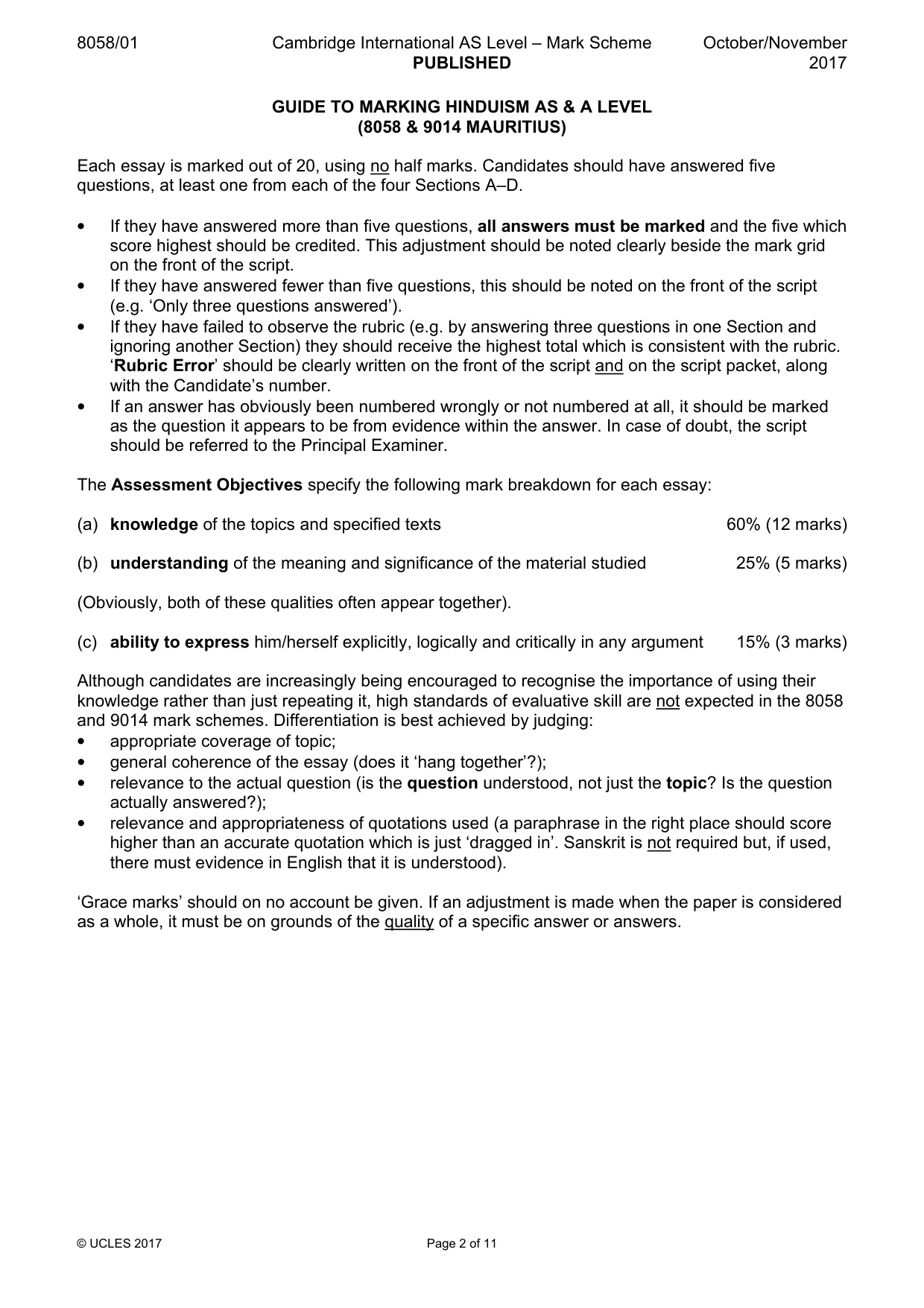 Mark scheme, page 2 of 11