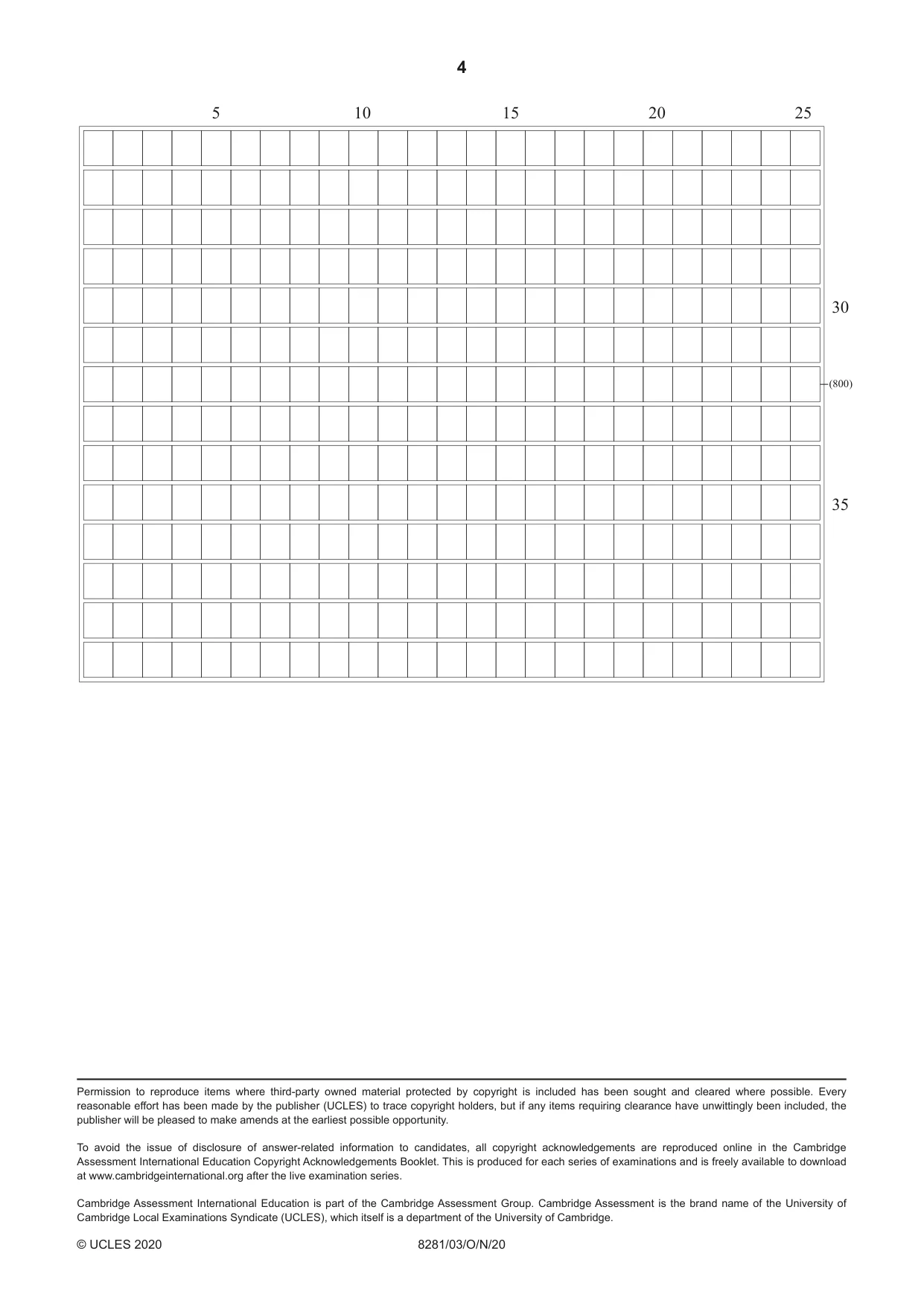 Cambridge A Level Japanese Language (AS Level only) 8281 2020 Oct/Nov Paper 3 · Variant 0 question paper, page 4 of 4