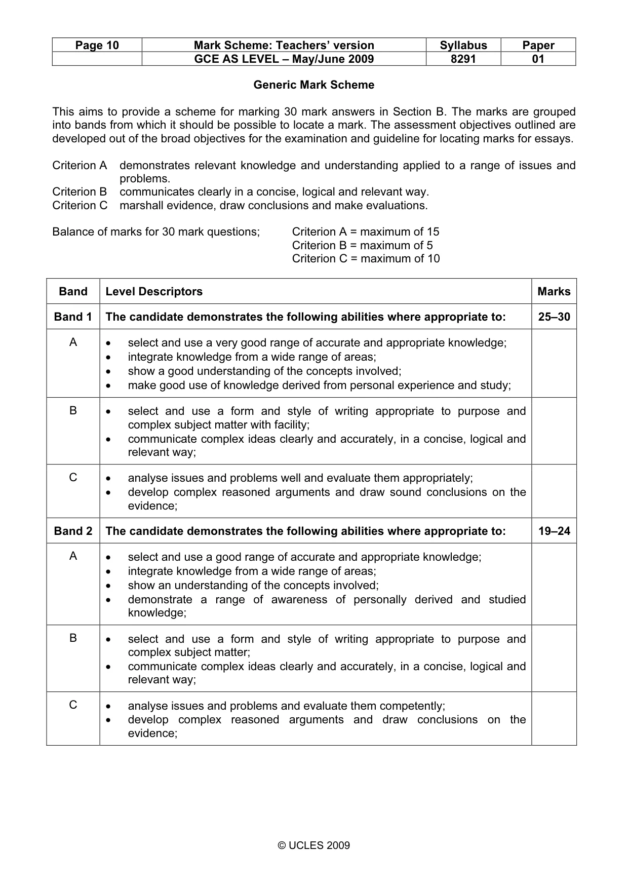 Mark scheme, page 10 of 11