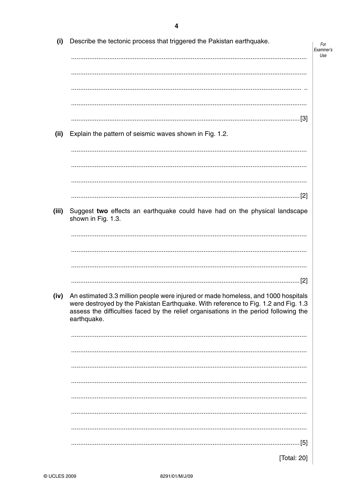 Cambridge A Level Environmental Management (AS only) 8291 2009 May/June Paper 1 · Variant 1 question paper, page 4 of 12