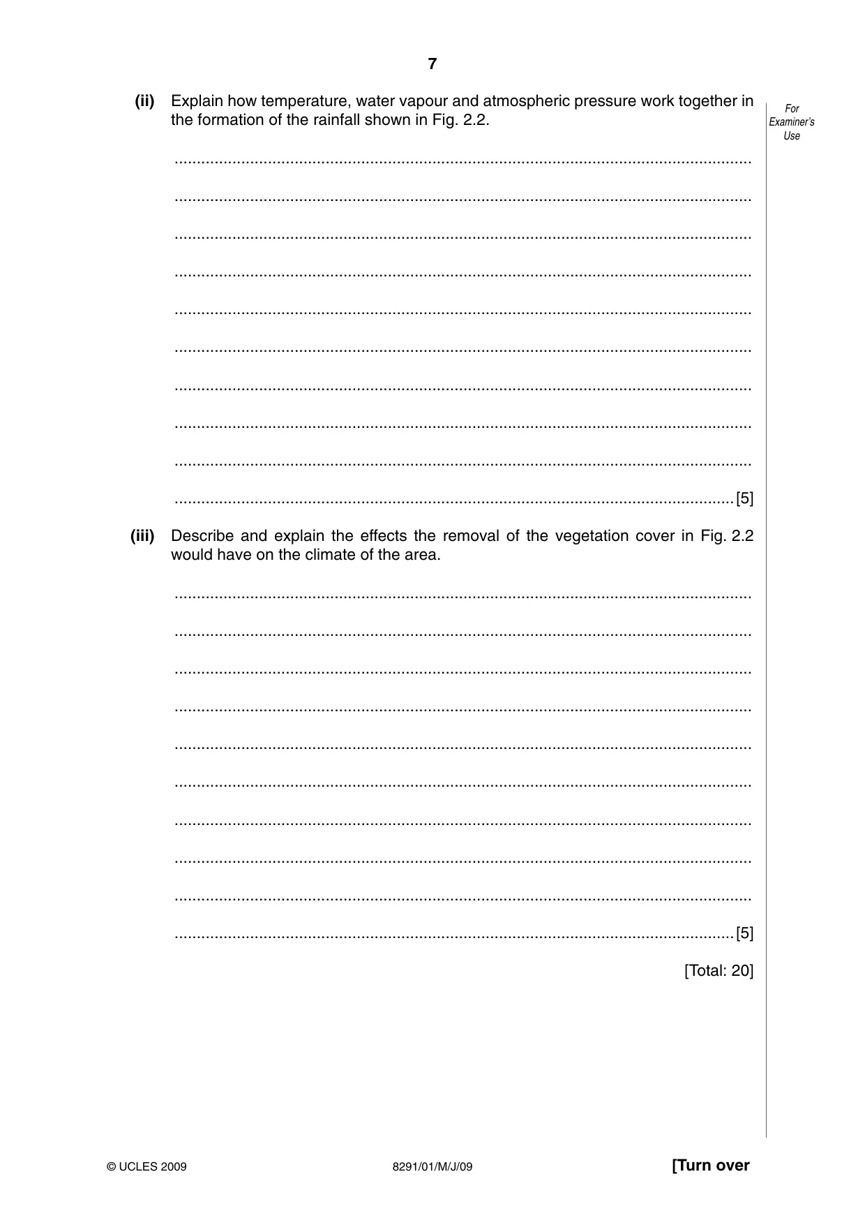 Cambridge A Level Environmental Management (AS only) 8291 2009 May/June Paper 1 · Variant 1 question paper, page 7 of 12