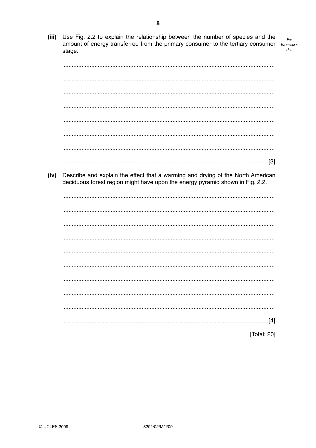 Cambridge A Level Environmental Management (AS only) 8291 2009 May/June Paper 2 · Variant 1 question paper, page 8 of 12
