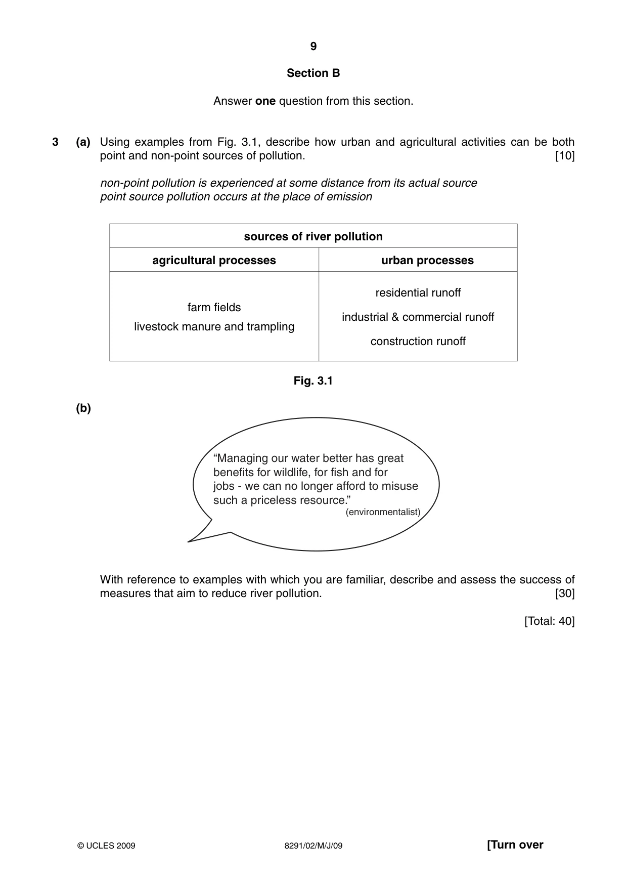 Cambridge A Level Environmental Management (AS only) 8291 2009 May/June Paper 2 · Variant 1 question paper, page 9 of 12