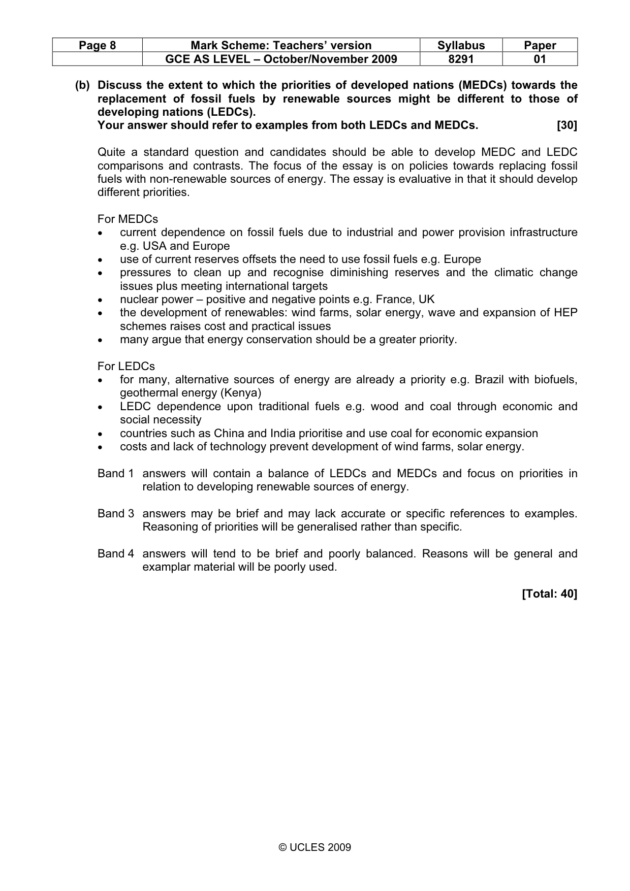 Mark scheme, page 8 of 10