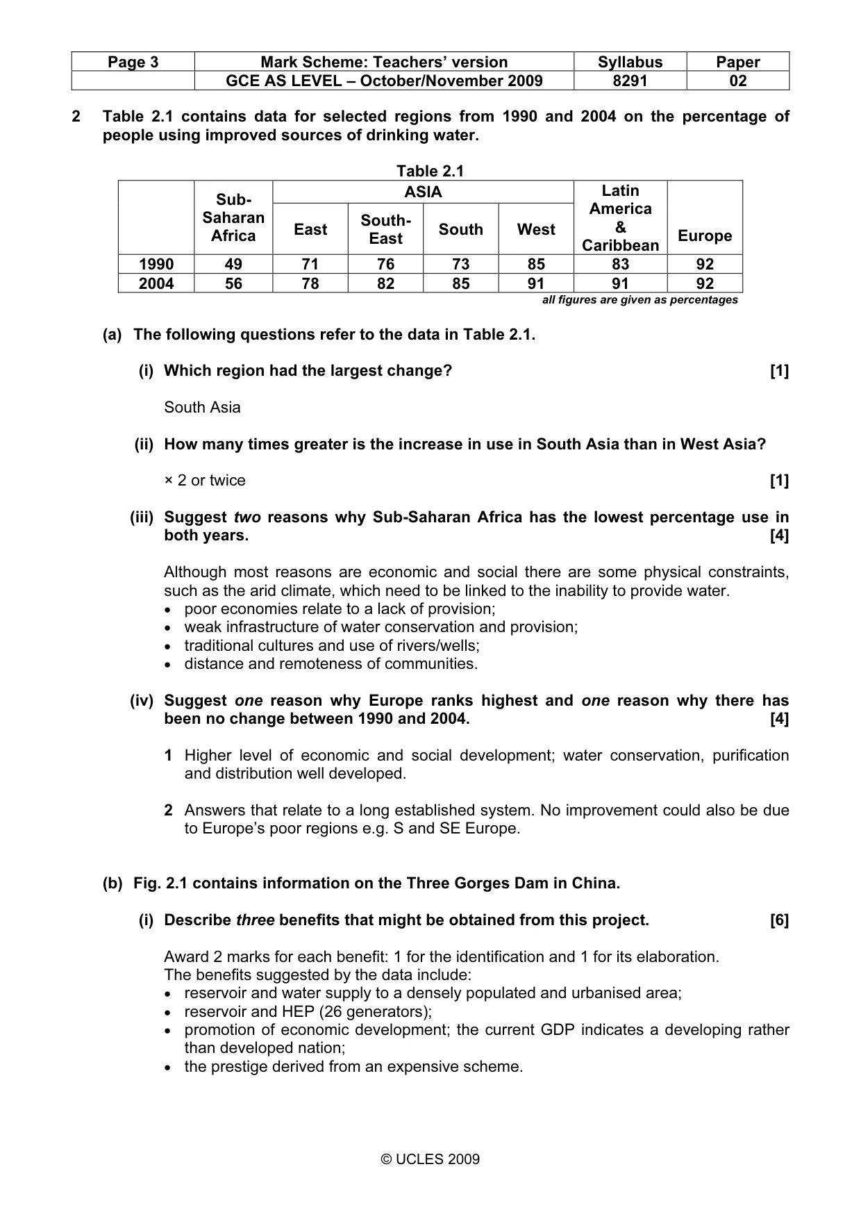 Mark scheme, page 3 of 9