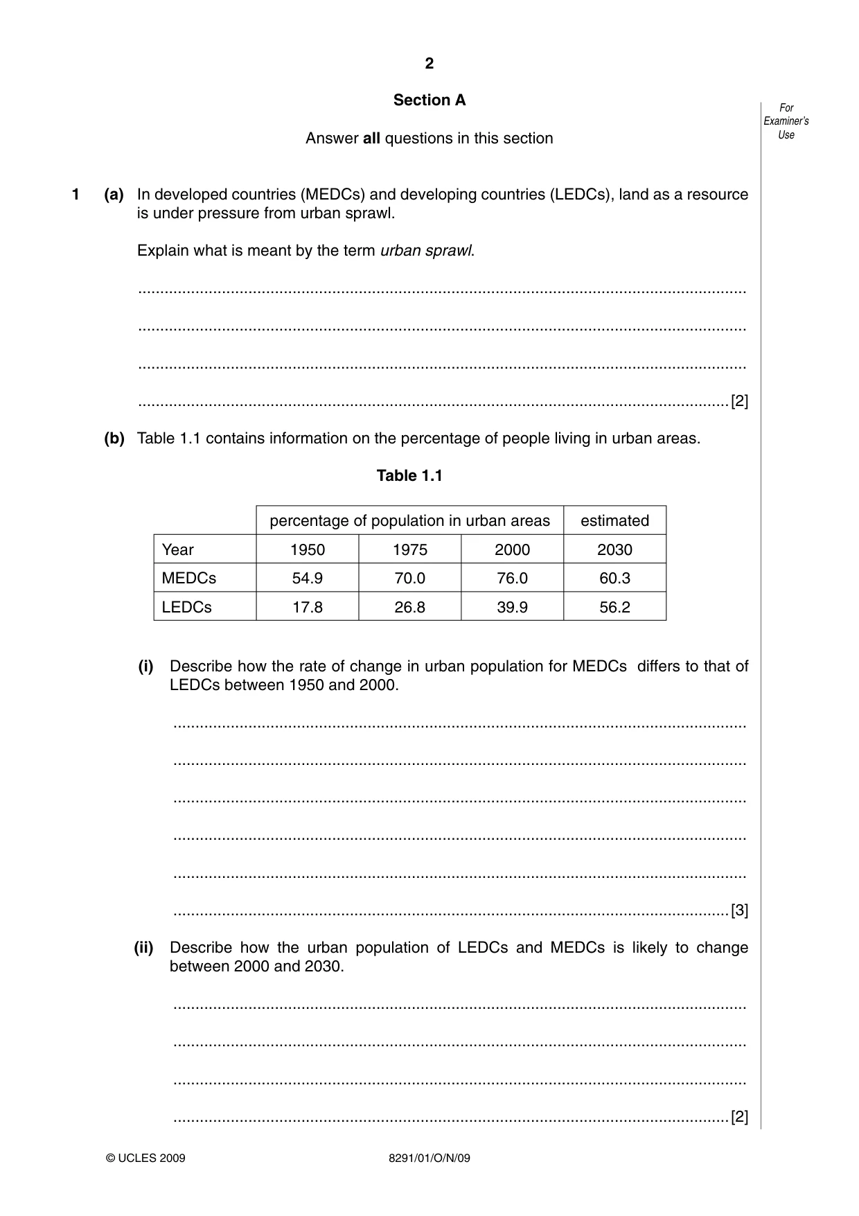 Cambridge A Level Environmental Management (AS only) 8291 2009 Oct/Nov Paper 1 · Variant 1 question paper, page 2 of 12