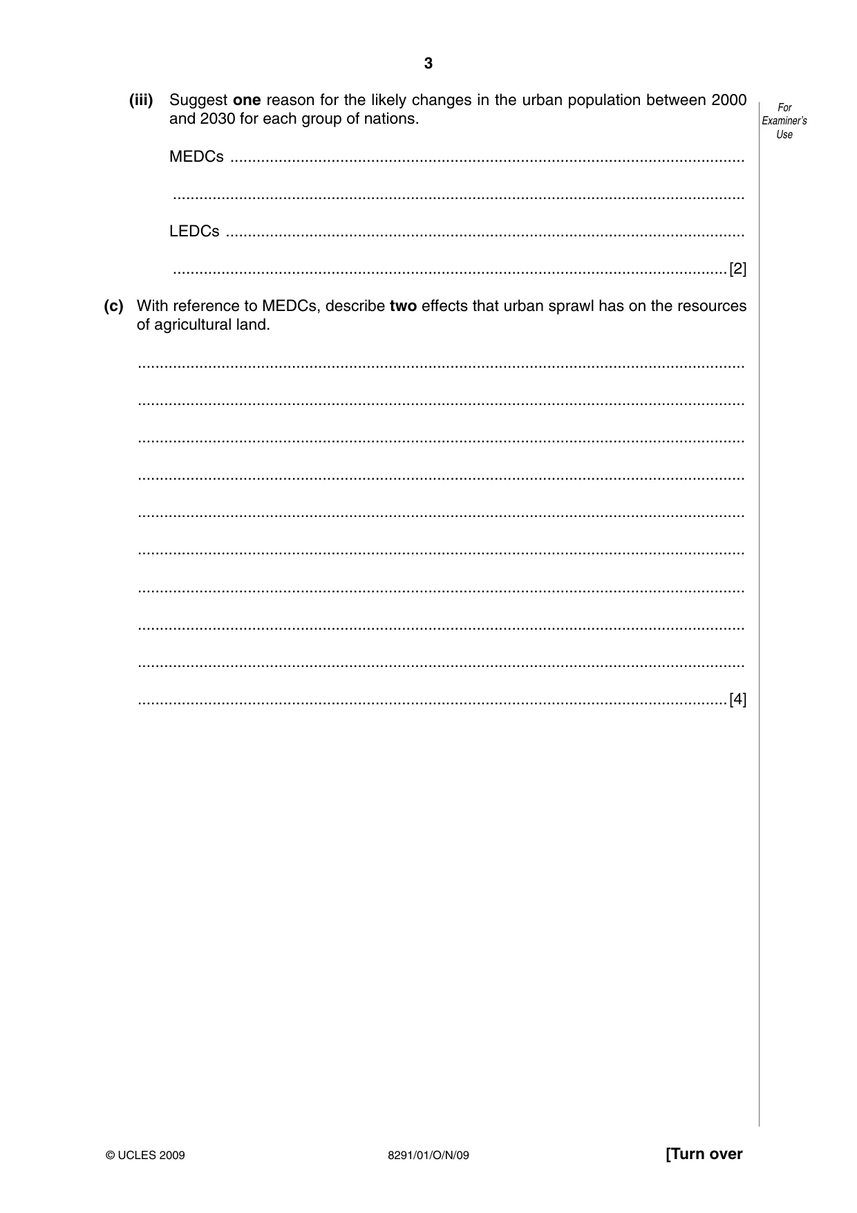Cambridge A Level Environmental Management (AS only) 8291 2009 Oct/Nov Paper 1 · Variant 1 question paper, page 3 of 12