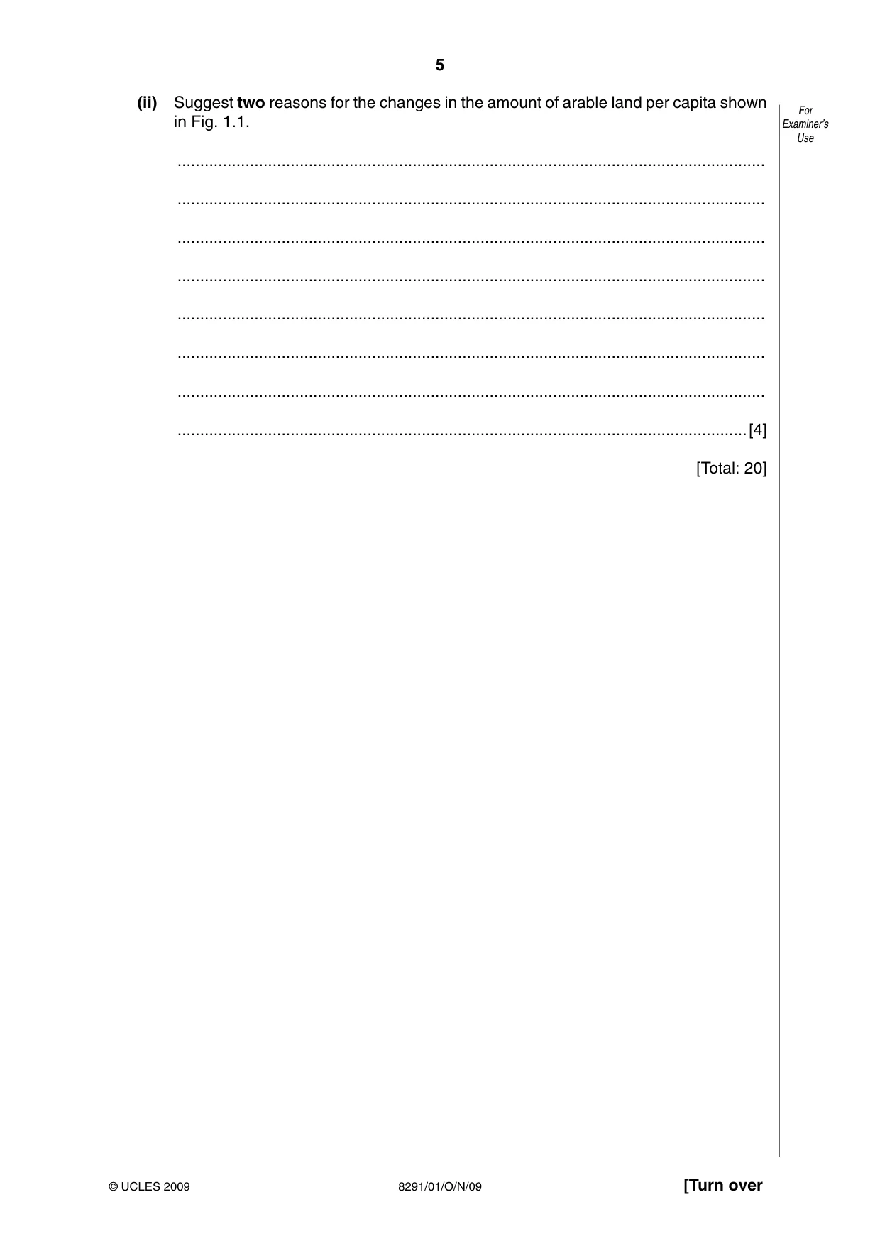 Cambridge A Level Environmental Management (AS only) 8291 2009 Oct/Nov Paper 1 · Variant 1 question paper, page 5 of 12