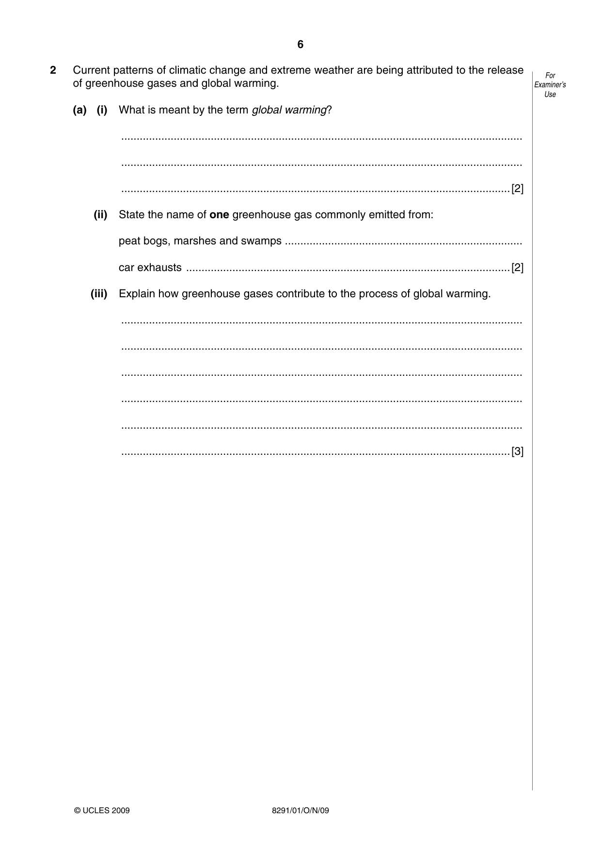 Cambridge A Level Environmental Management (AS only) 8291 2009 Oct/Nov Paper 1 · Variant 1 question paper, page 6 of 12