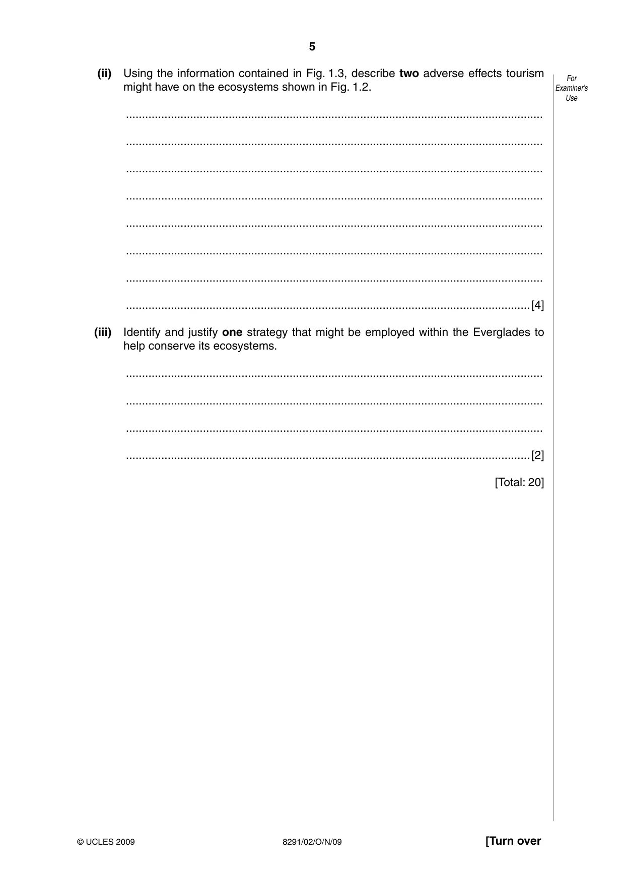 Cambridge A Level Environmental Management (AS only) 8291 2009 Oct/Nov Paper 2 · Variant 1 question paper, page 5 of 12