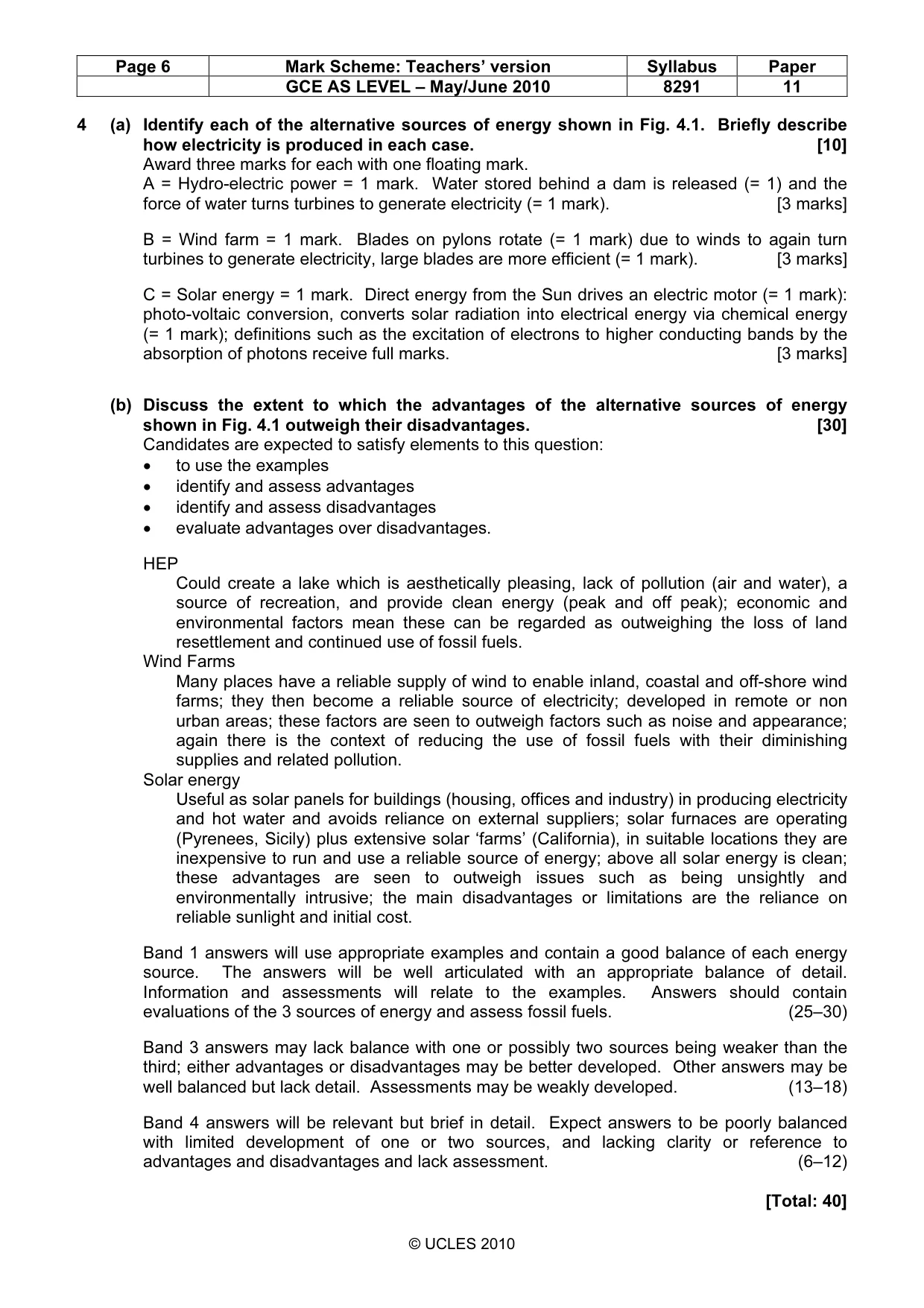 Mark scheme, page 6 of 10
