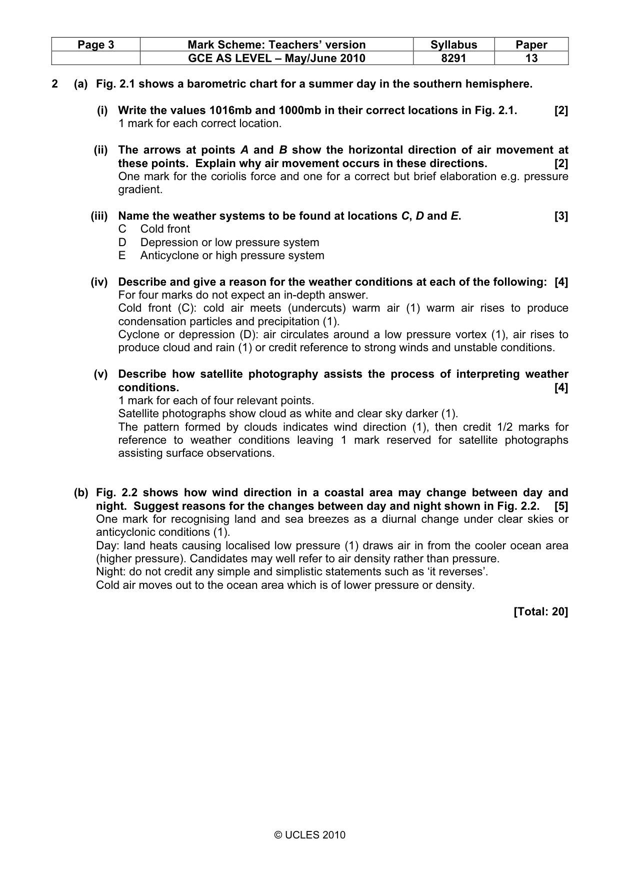Mark scheme, page 3 of 8