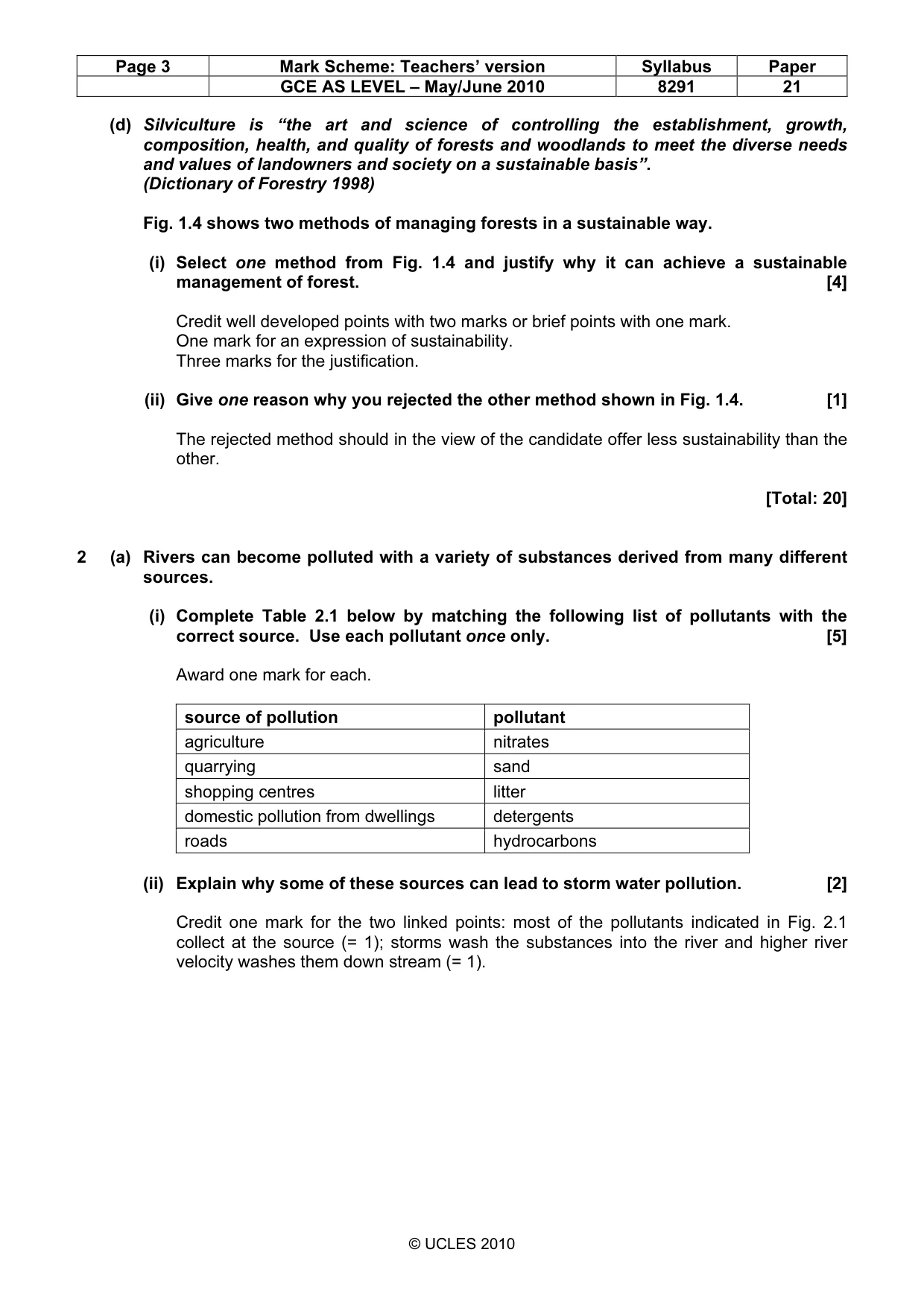 Mark scheme, page 3 of 12