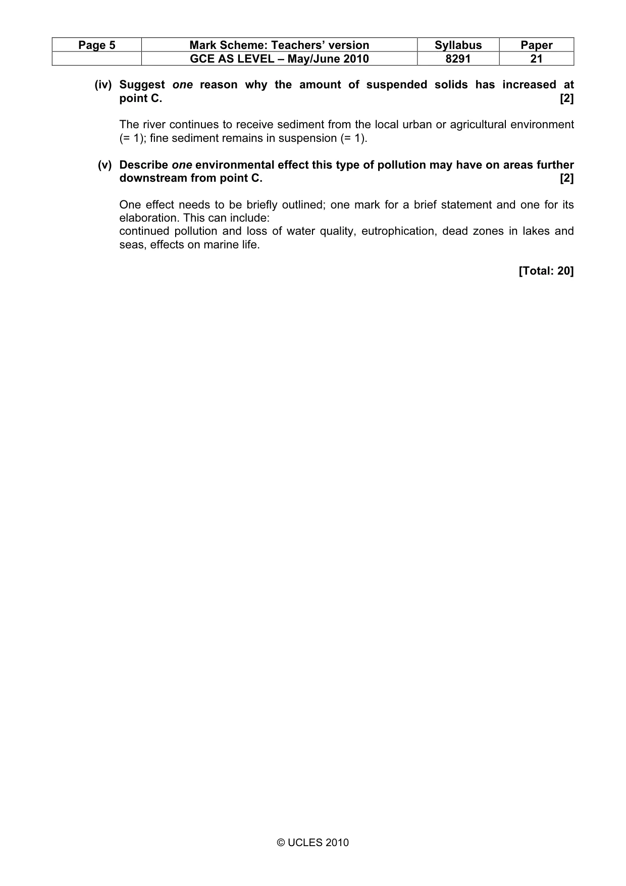 Mark scheme, page 5 of 12