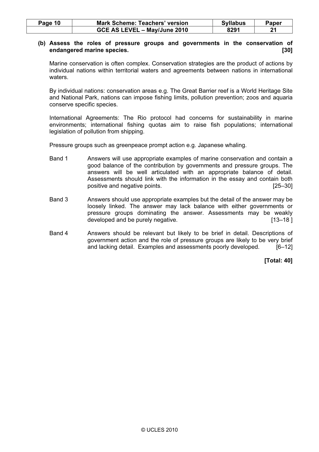 Mark scheme, page 10 of 12