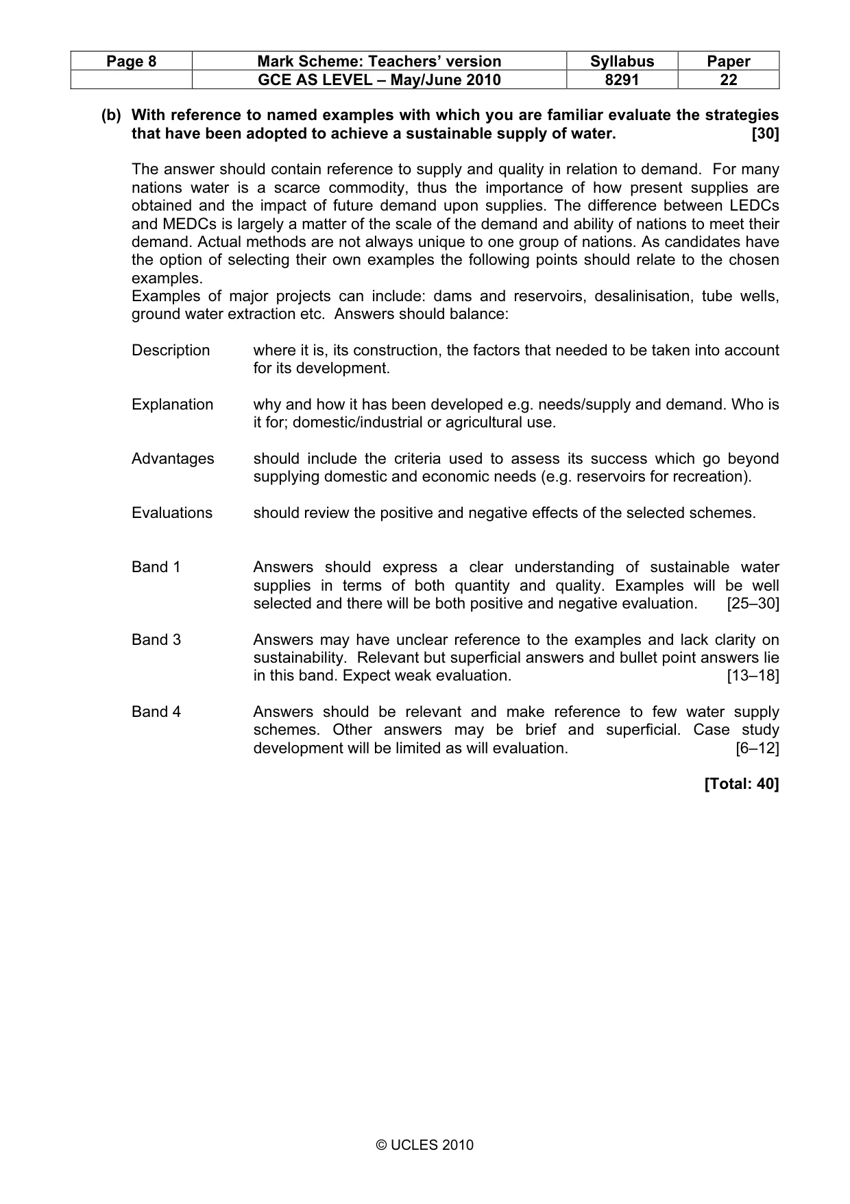 Mark scheme, page 8 of 12