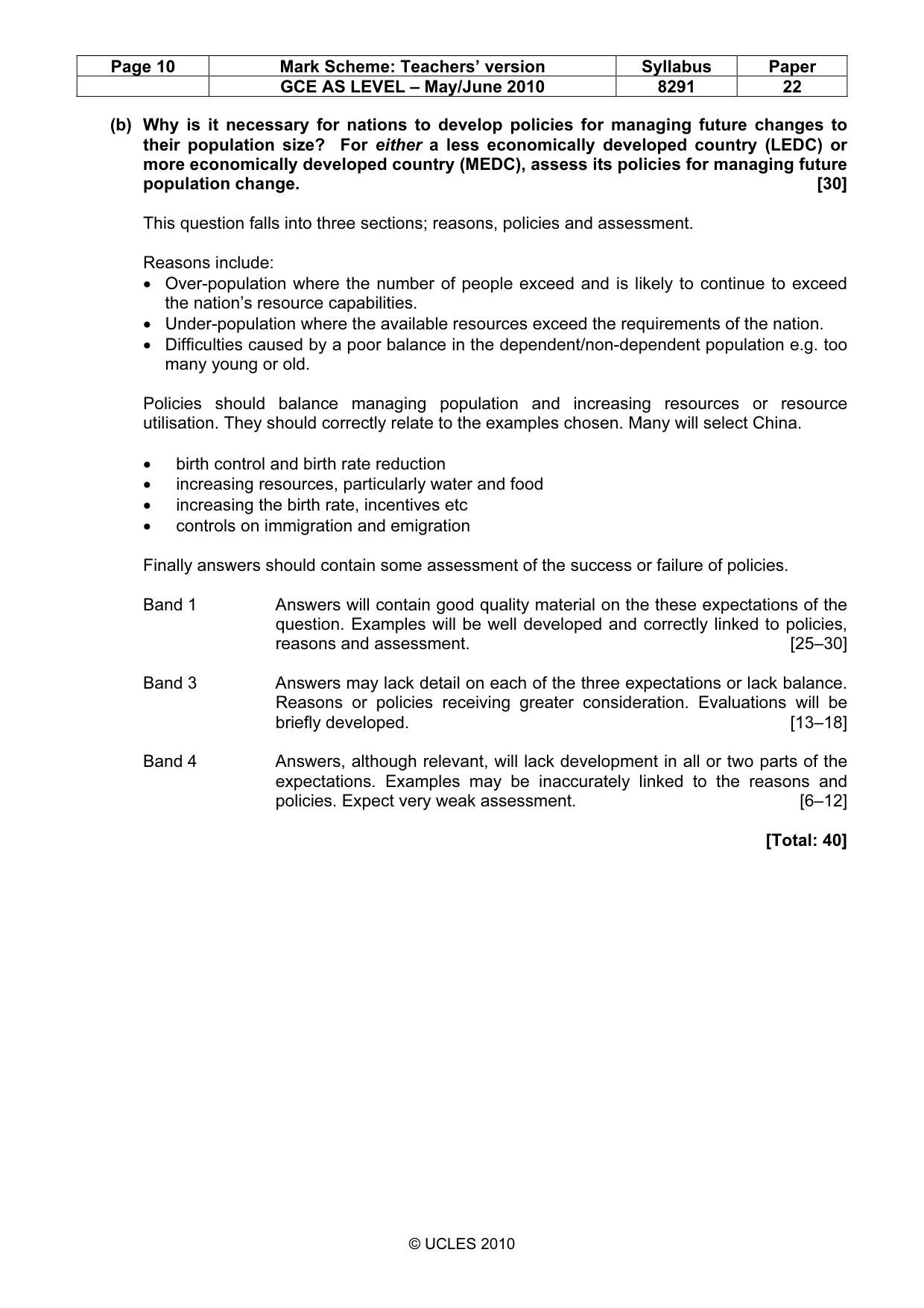 Mark scheme, page 10 of 12