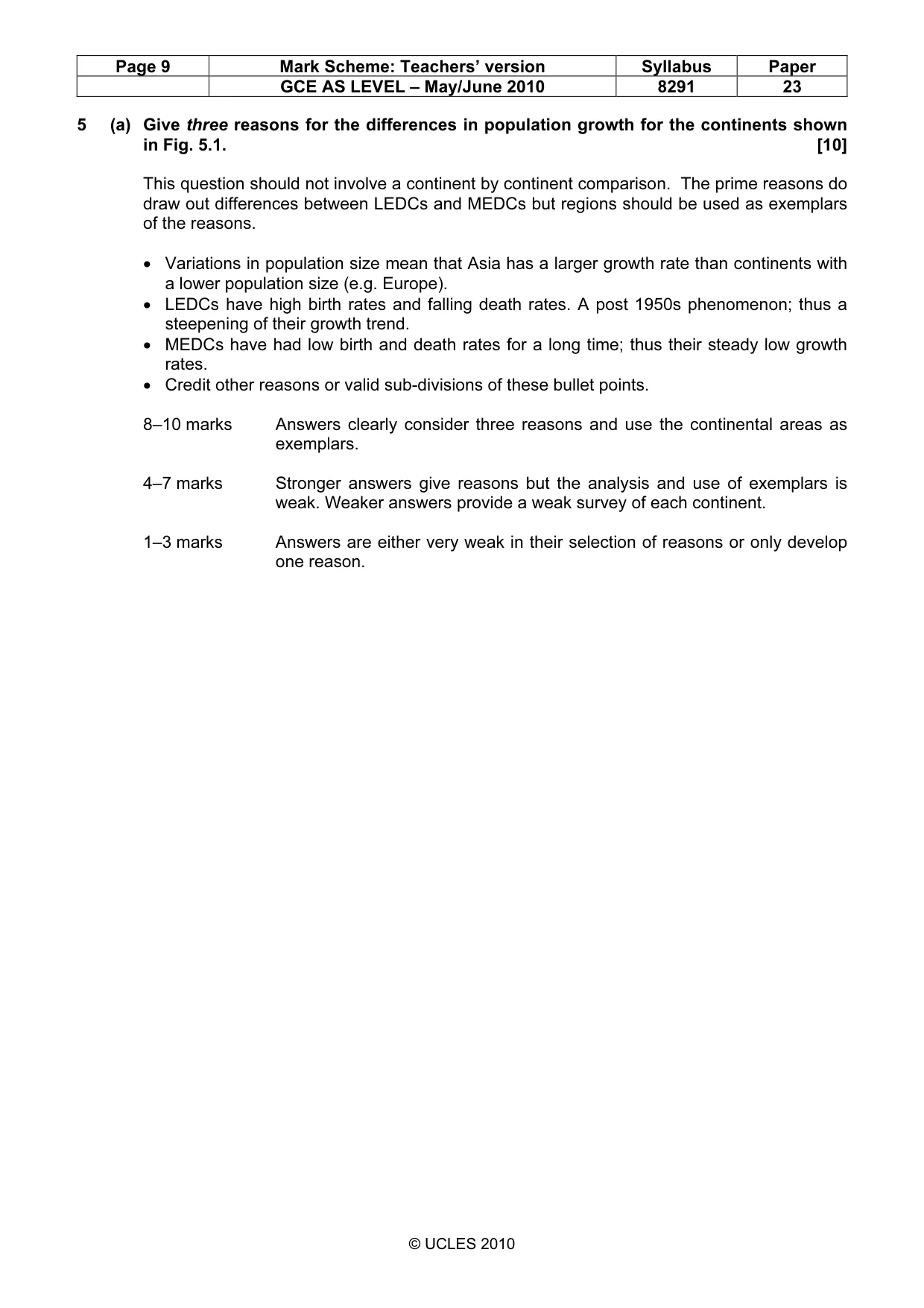 Mark scheme, page 9 of 12