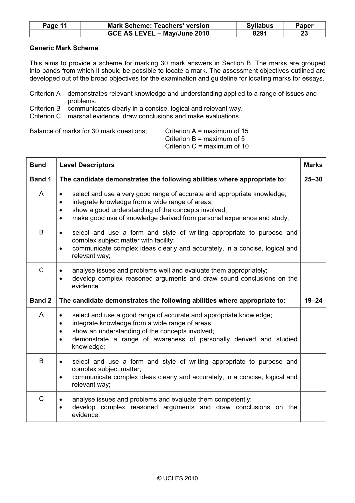 Mark scheme, page 11 of 12