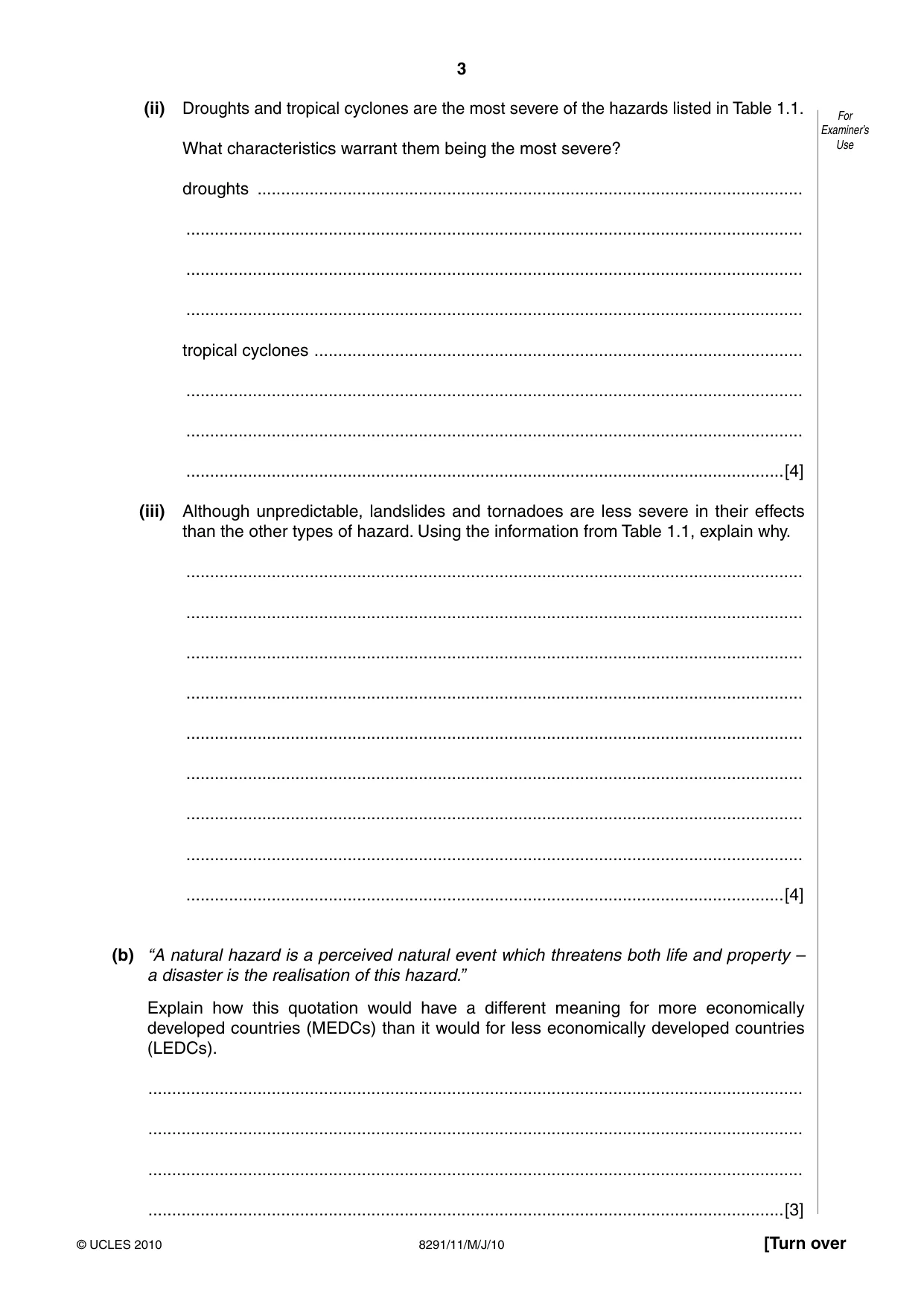 Cambridge A Level Environmental Management (AS only) 8291 2010 May/June Paper 1 · Variant 1 question paper, page 3 of 12