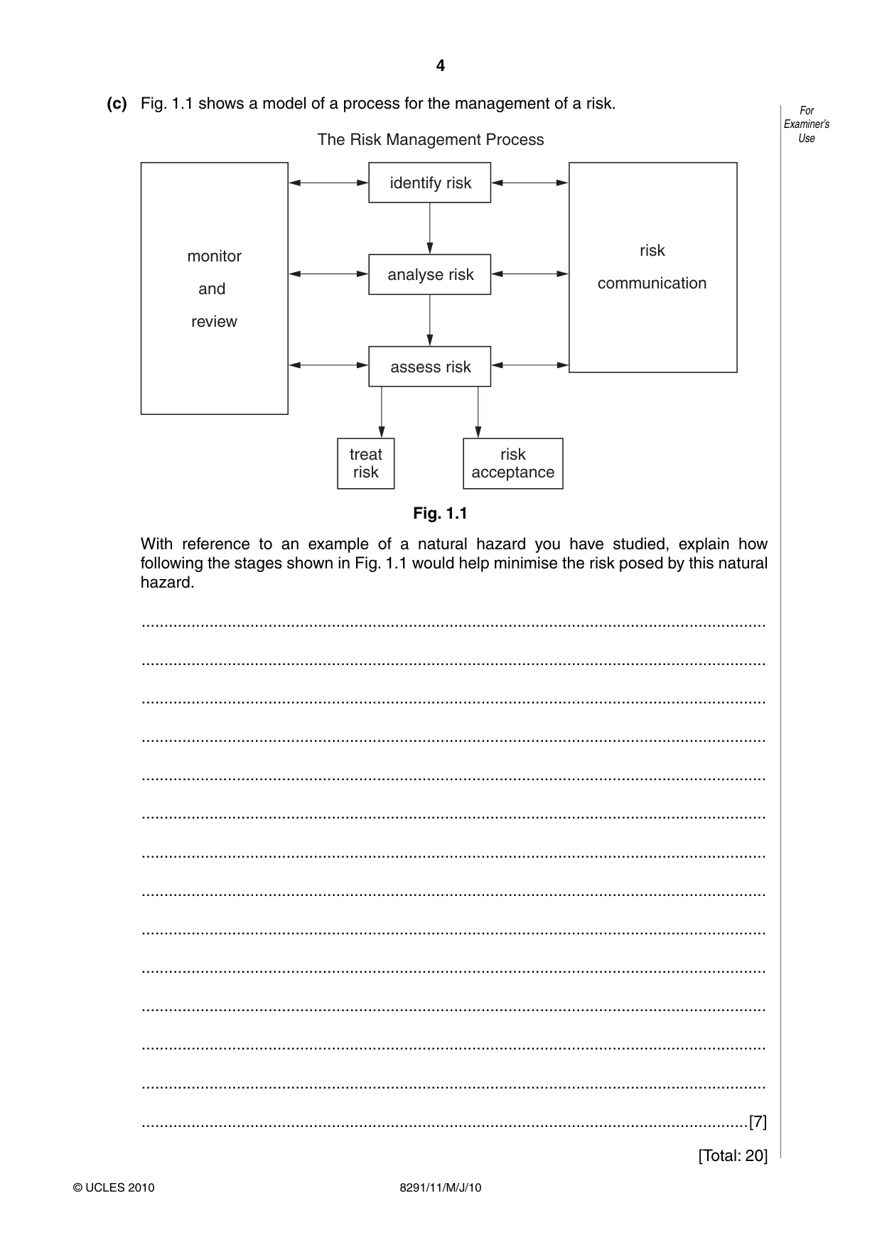 Cambridge A Level Environmental Management (AS only) 8291 2010 May/June Paper 1 · Variant 1 question paper, page 4 of 12