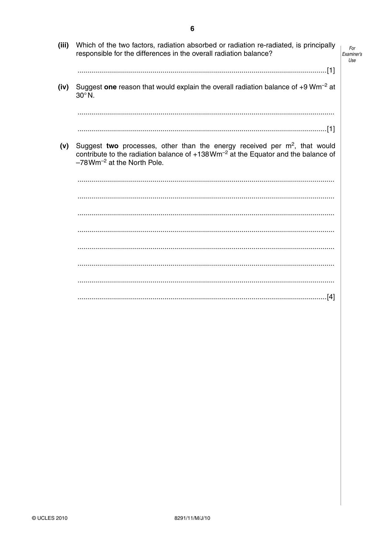 Cambridge A Level Environmental Management (AS only) 8291 2010 May/June Paper 1 · Variant 1 question paper, page 6 of 12