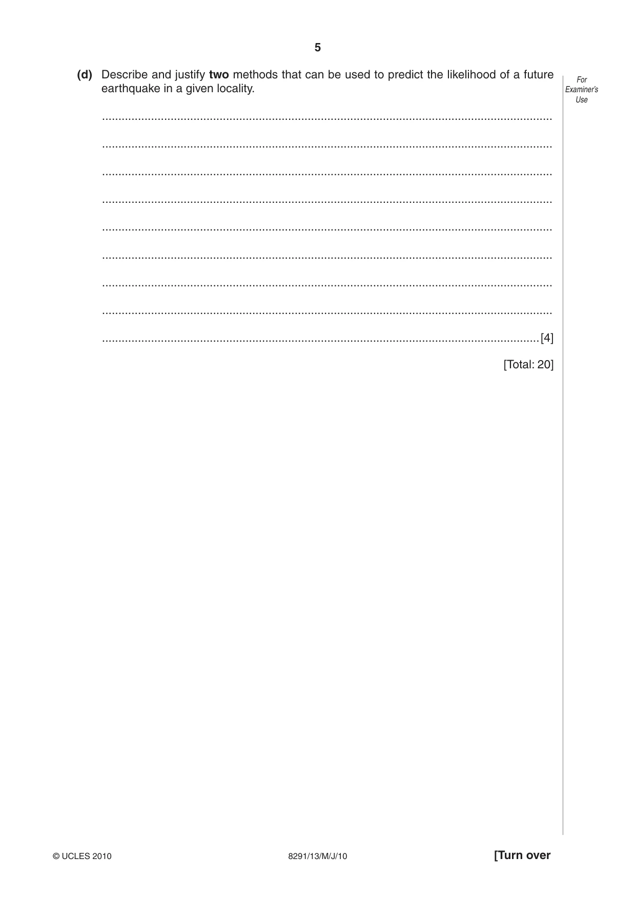 Cambridge A Level Environmental Management (AS only) 8291 2010 May/June Paper 1 · Variant 3 question paper, page 5 of 12
