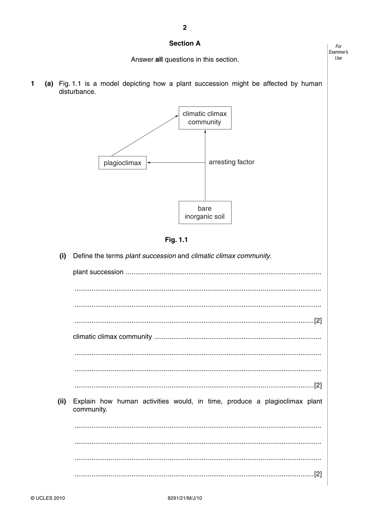 Cambridge A Level Environmental Management (AS only) 8291 2010 May/June Paper 2 · Variant 1 question paper, page 2 of 12