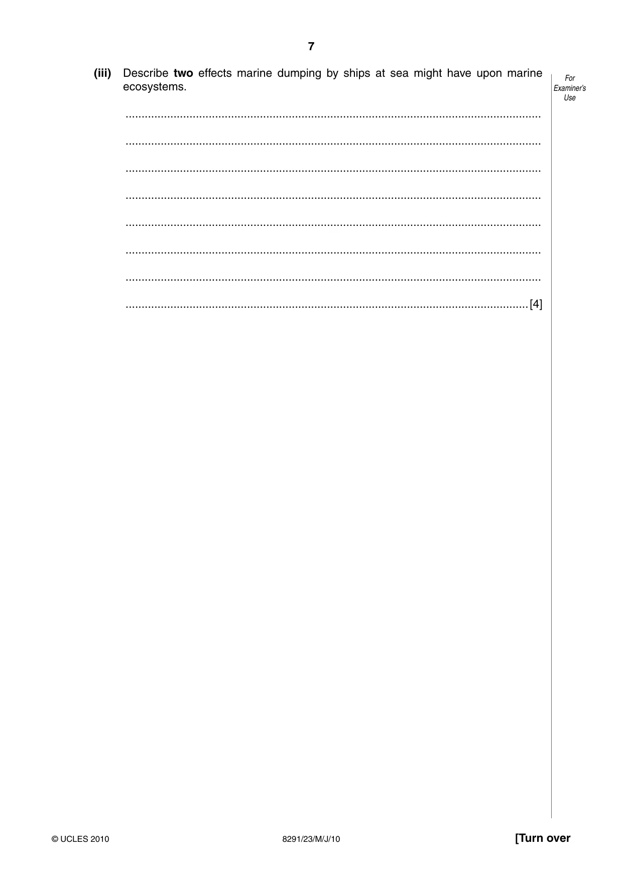Cambridge A Level Environmental Management (AS only) 8291 2010 May/June Paper 2 · Variant 3 question paper, page 7 of 12