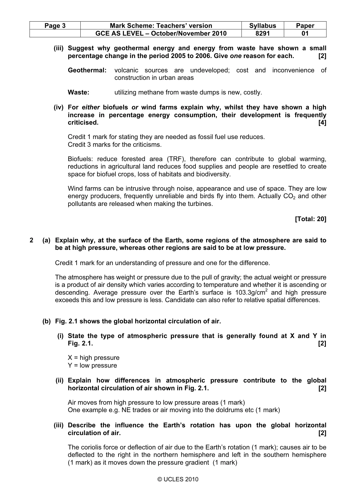 Mark scheme, page 3 of 9