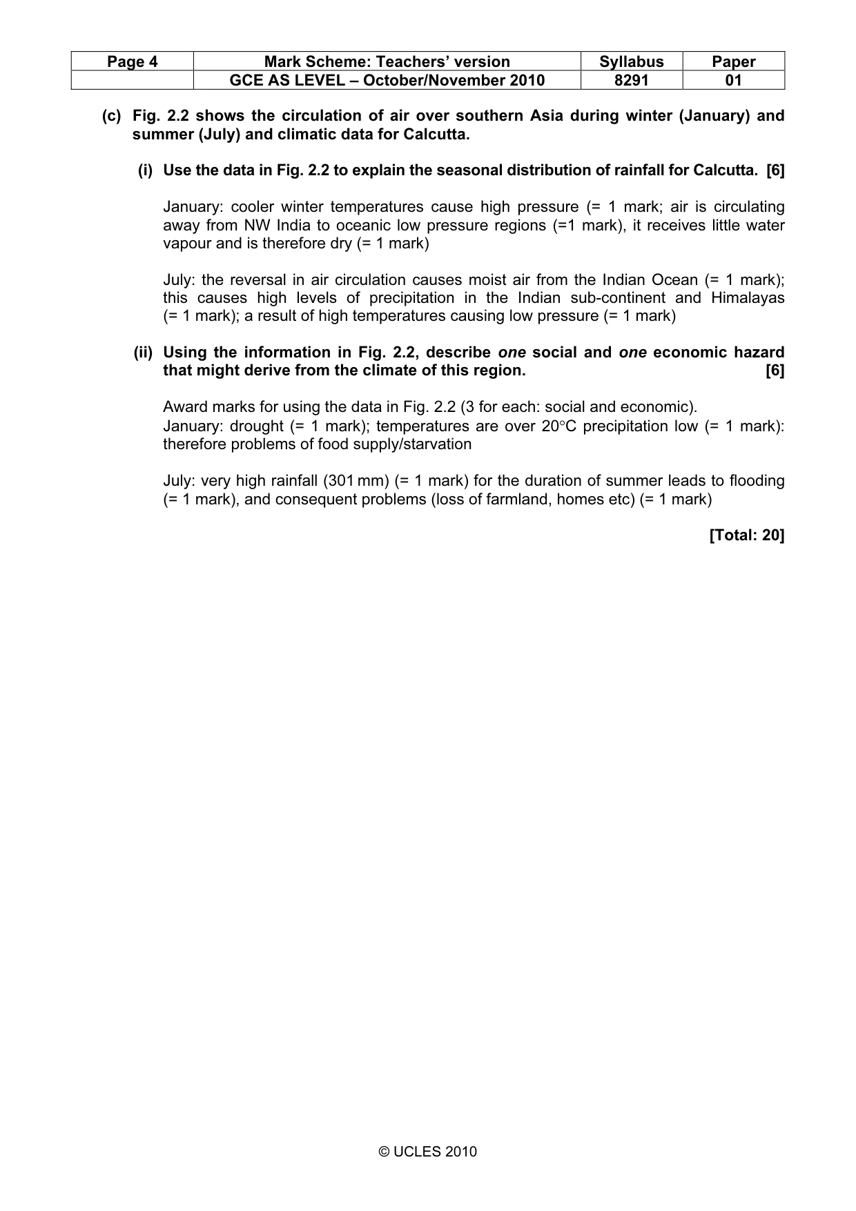 Mark scheme, page 4 of 9