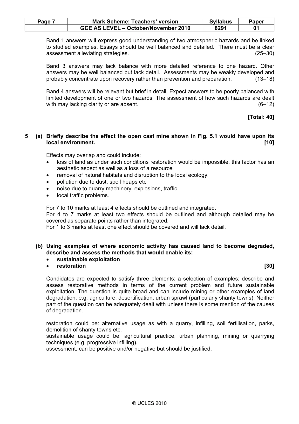 Mark scheme, page 7 of 9