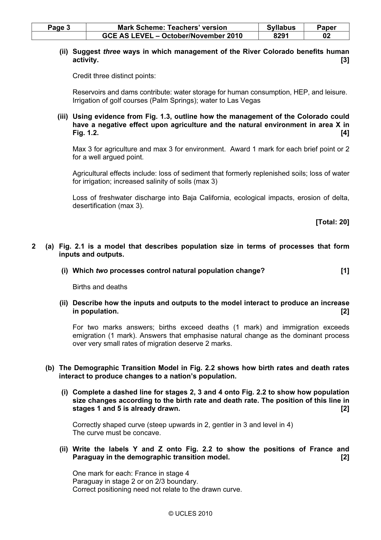 Mark scheme, page 3 of 10