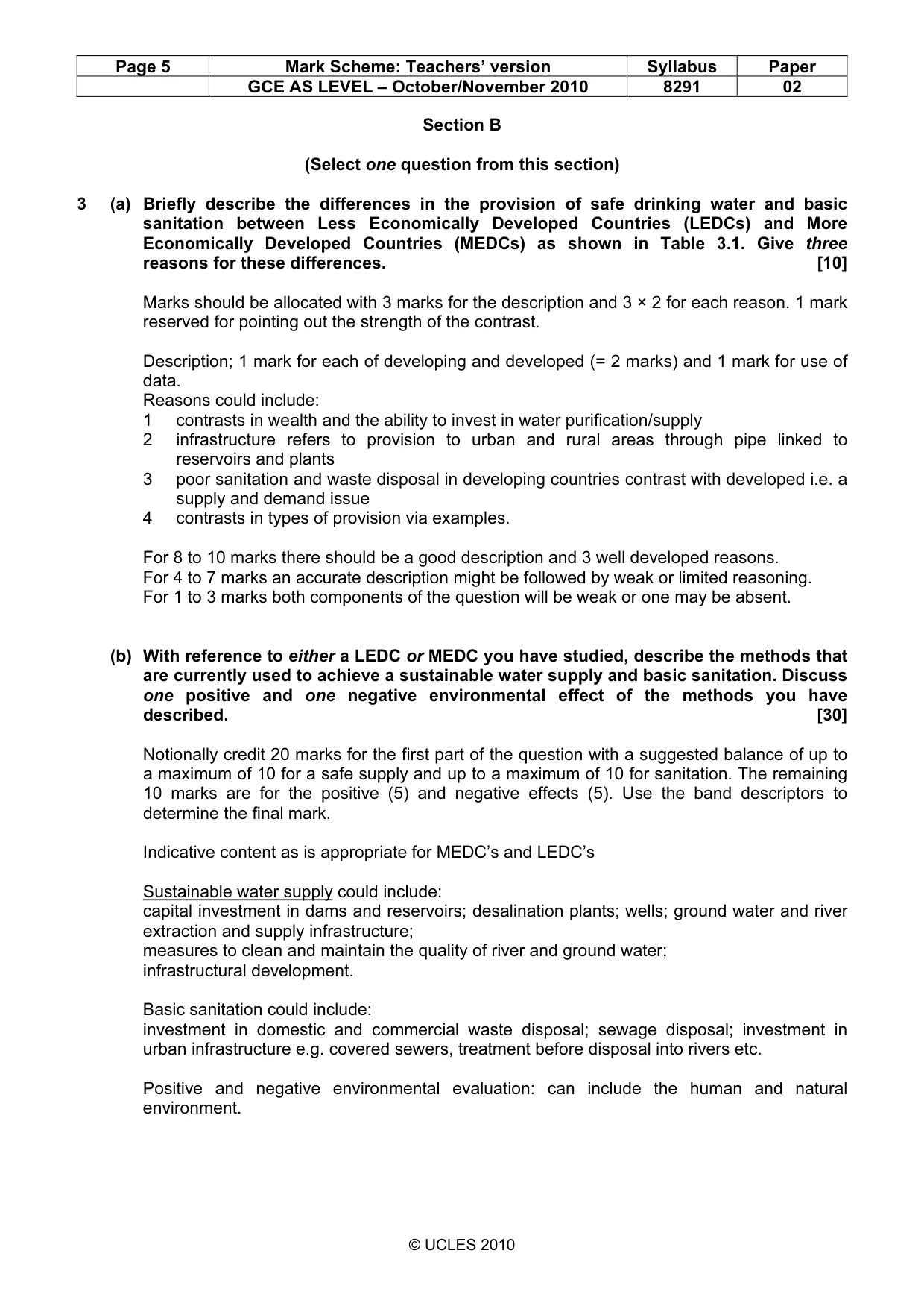 Mark scheme, page 5 of 10