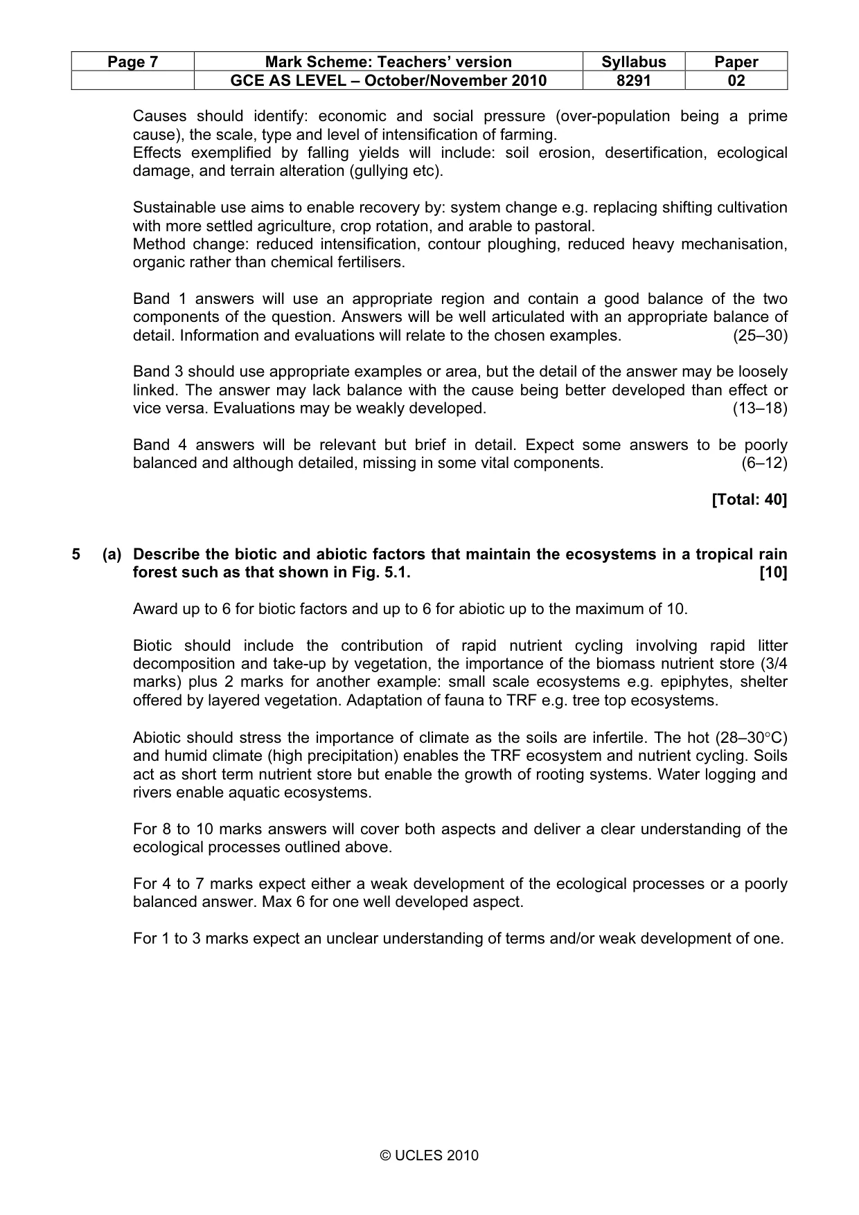 Mark scheme, page 7 of 10