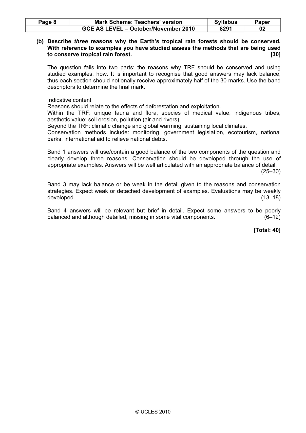 Mark scheme, page 8 of 10