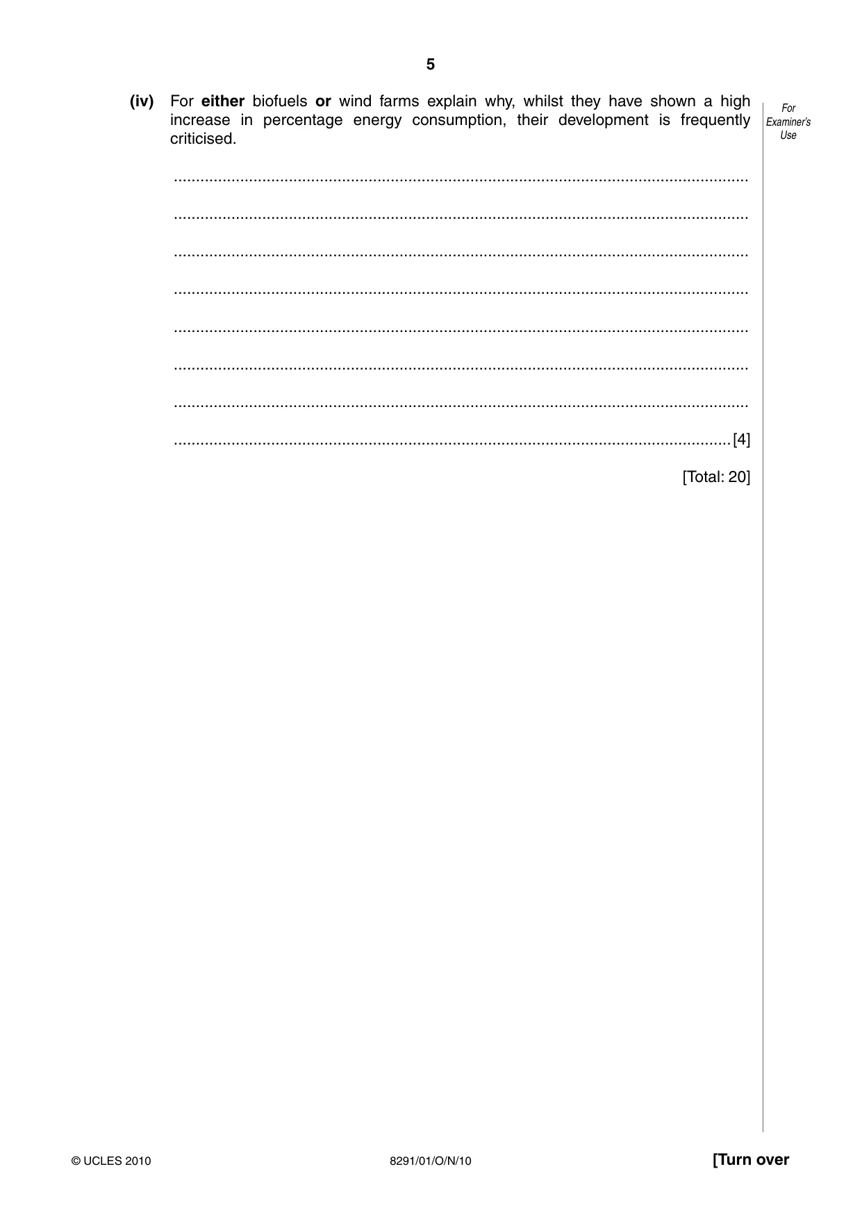 Cambridge A Level Environmental Management (AS only) 8291 2010 Oct/Nov Paper 1 · Variant 1 question paper, page 5 of 12